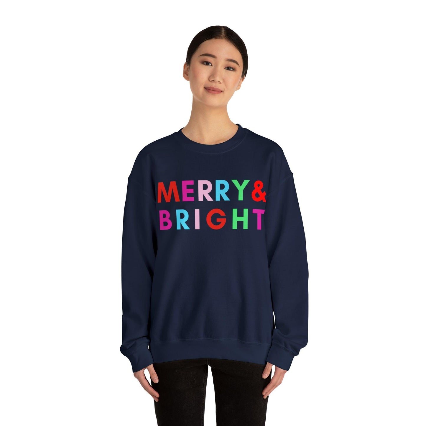 Merry and Bright Christmas Sweatshirt Christmas Shirts, Merry Christmas Crewneck Cute Winter Sweater Christmas Gift - Giftsmojo