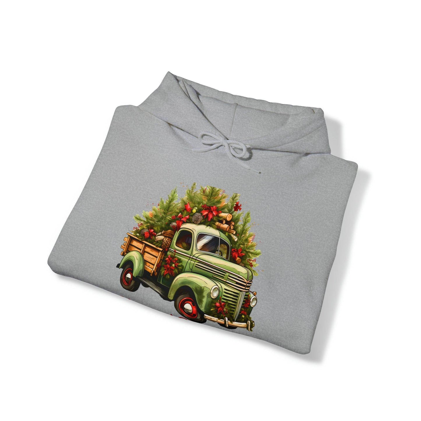 Christmas Tree Truck Hooded Sweatshirt Christmas Truck Sweatshirt Christmas Sweater Truck Pullover Christmas Tree Sweat Pine Tree Pullover - Giftsmojo