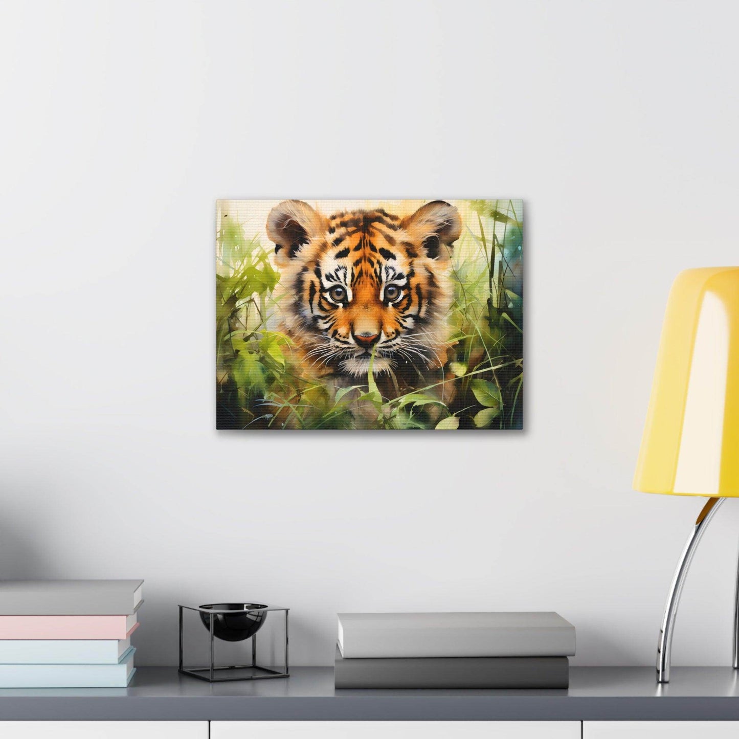 Watercolor Baby Tiger In Nature Art Canvas Gallery Wraps Tiger Print Large Canvas Art Animal Wall Art minimalist Wall Art Lover Gift - Giftsmojo