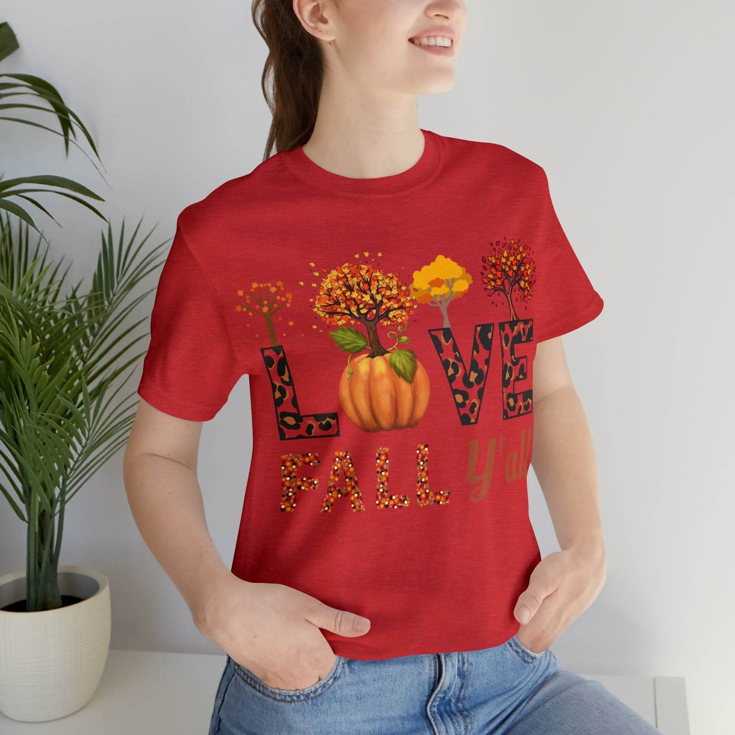 Leopard Print Love Fall Y'all, Fall shirt, Fall lover gift - Giftsmojo