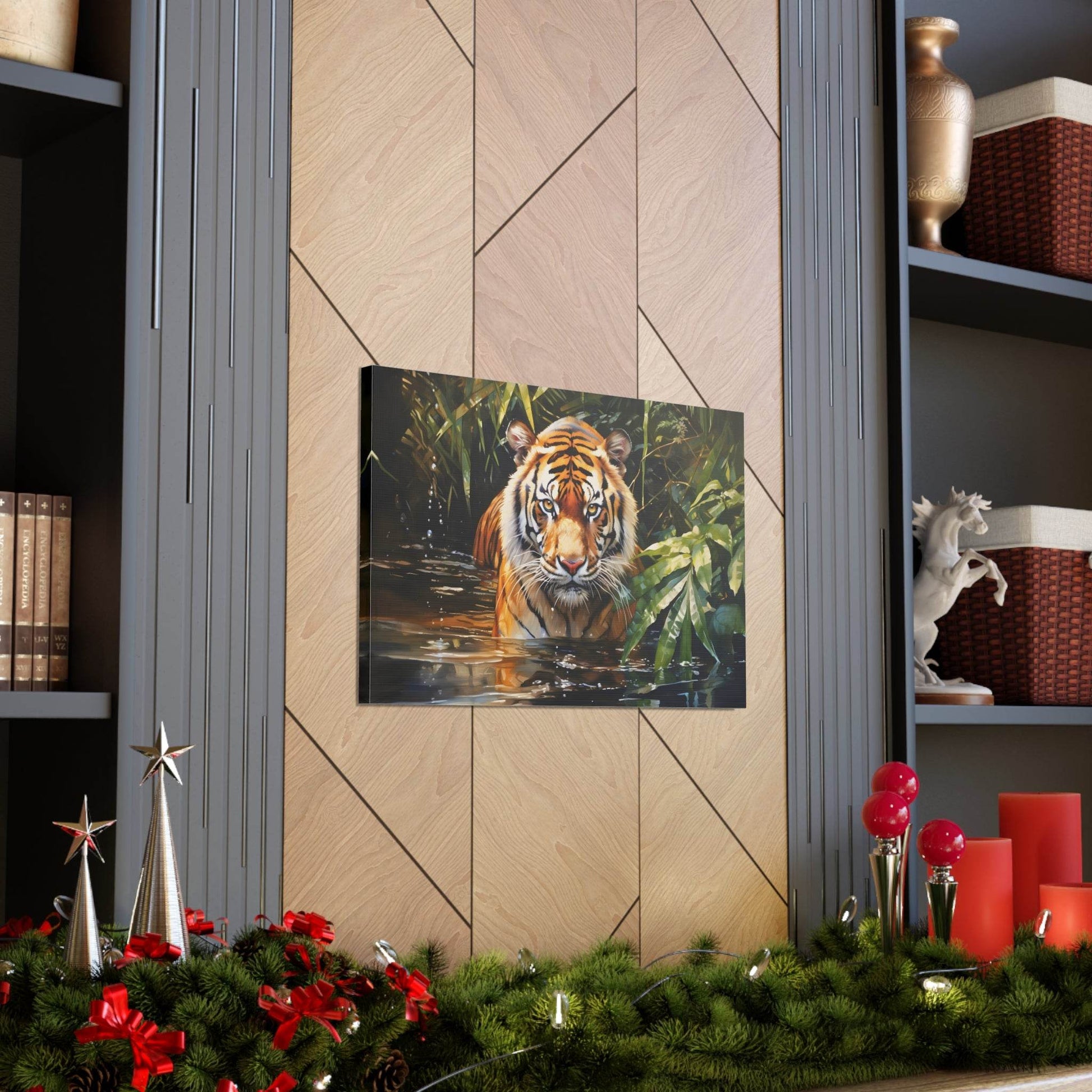 Watercolor Tiger In Nature Art Canvas Gallery Wraps Tiger Print Large Canvas Art Animal Wall Art minimalist Wall Art Lover Gift - Giftsmojo