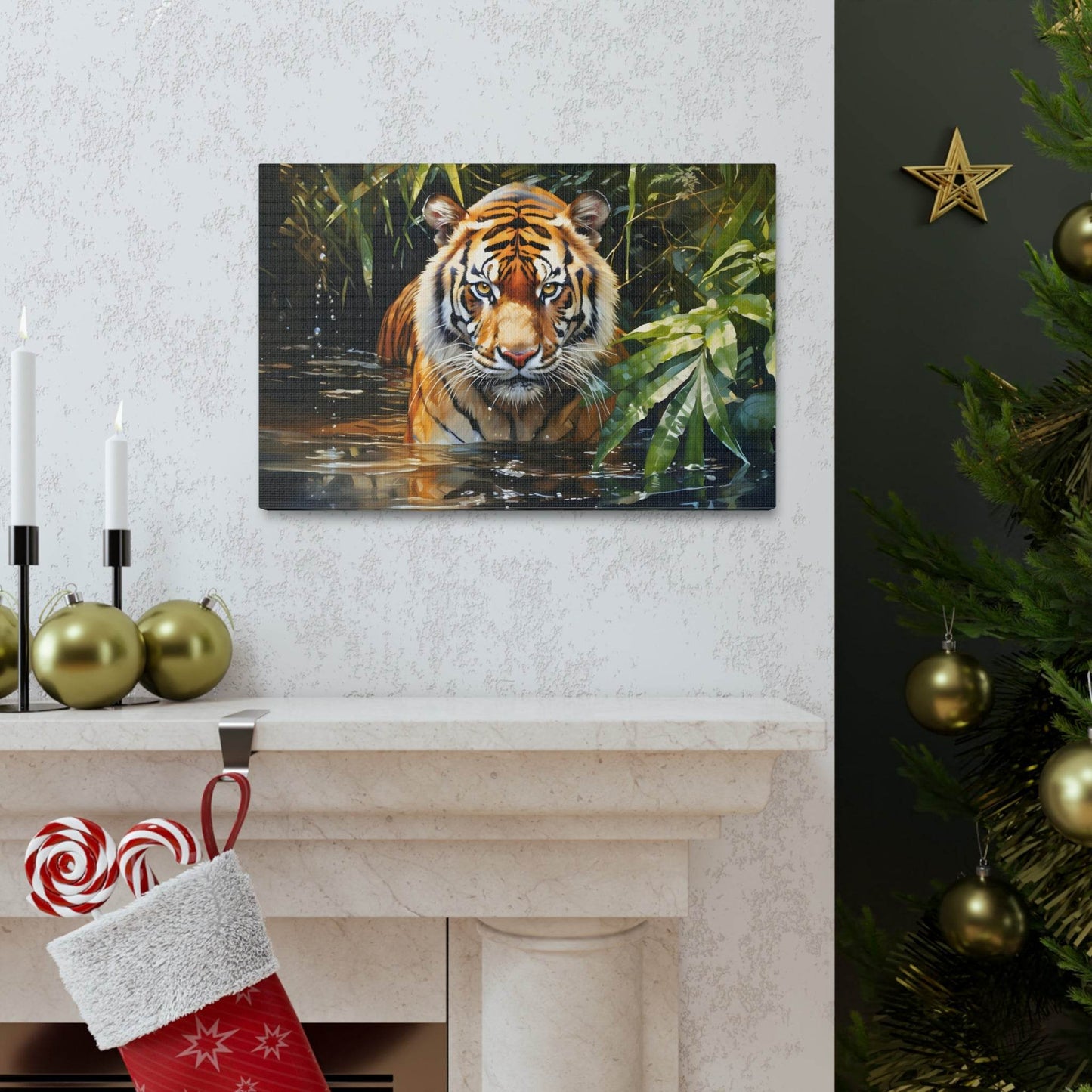Watercolor Tiger In Nature Art Canvas Gallery Wraps Tiger Print Large Canvas Art Animal Wall Art minimalist Wall Art Lover Gift - Giftsmojo