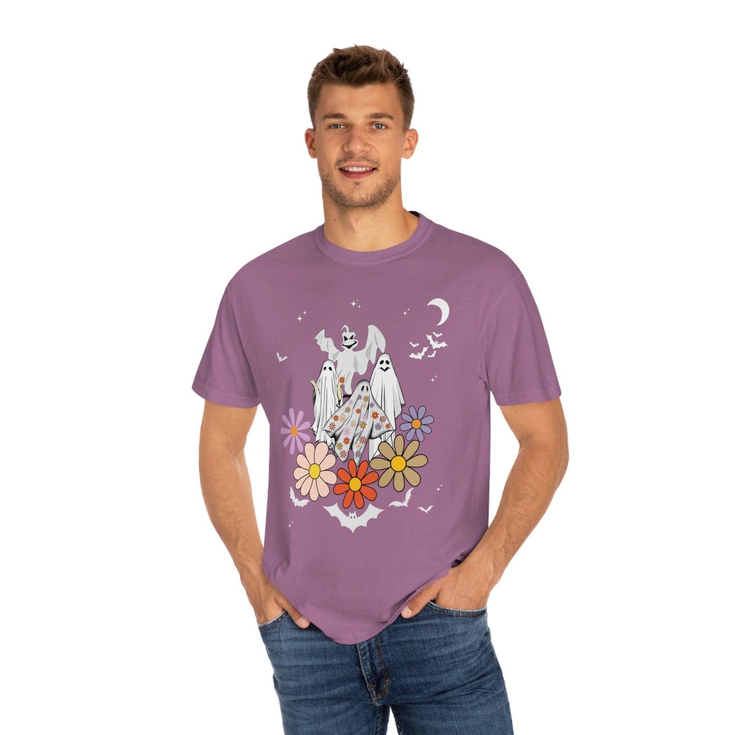 Floral Ghost Tshirt Retro Halloween Tshirt, Trick or Treat shirt, Vintage Shirt Halloween Shirt - Giftsmojo