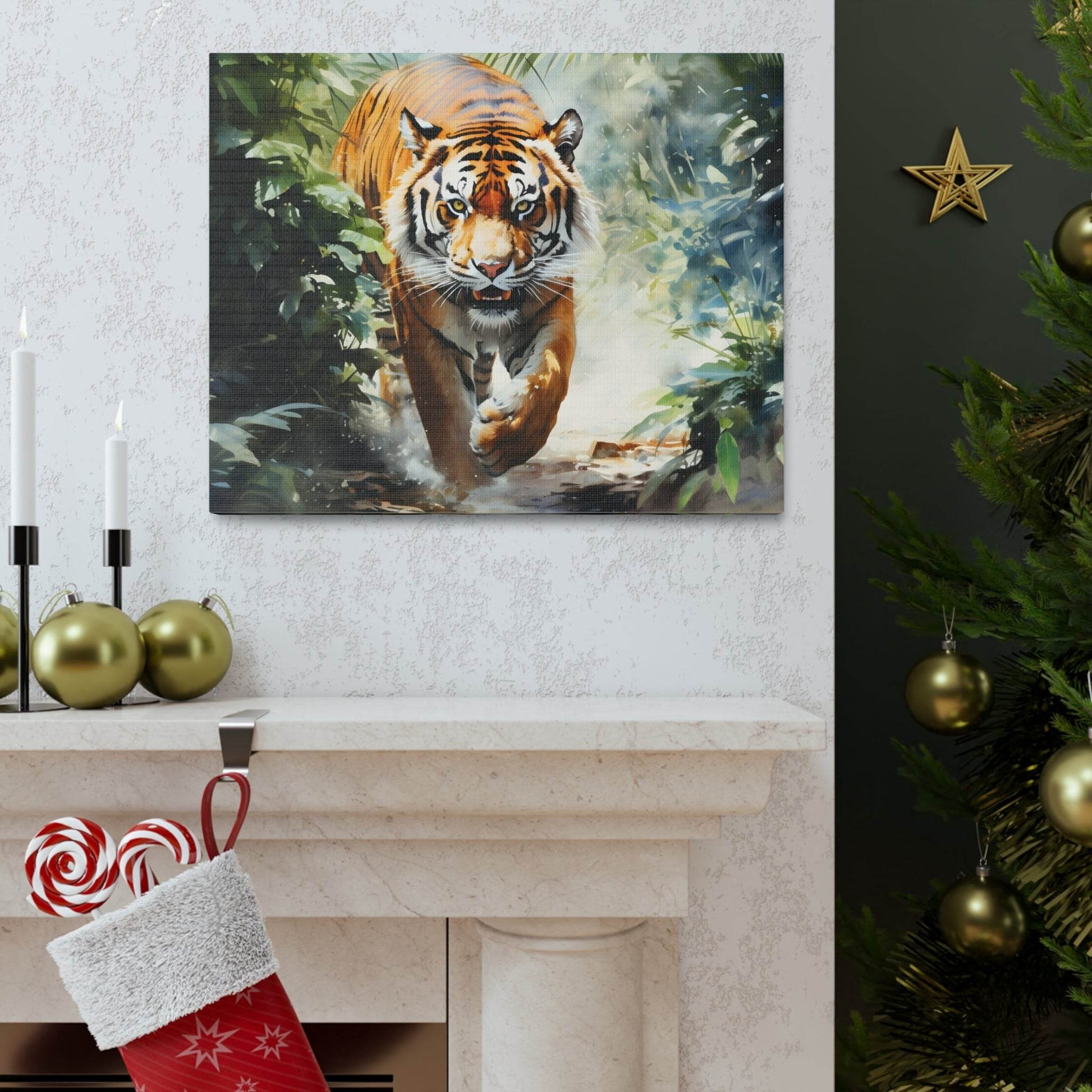 Watercolor Tiger In Nature Art Canvas Gallery Wraps Tiger Print Large Canvas Art Animal Wall Art minimalist Wall Art Lover Gift - Giftsmojo