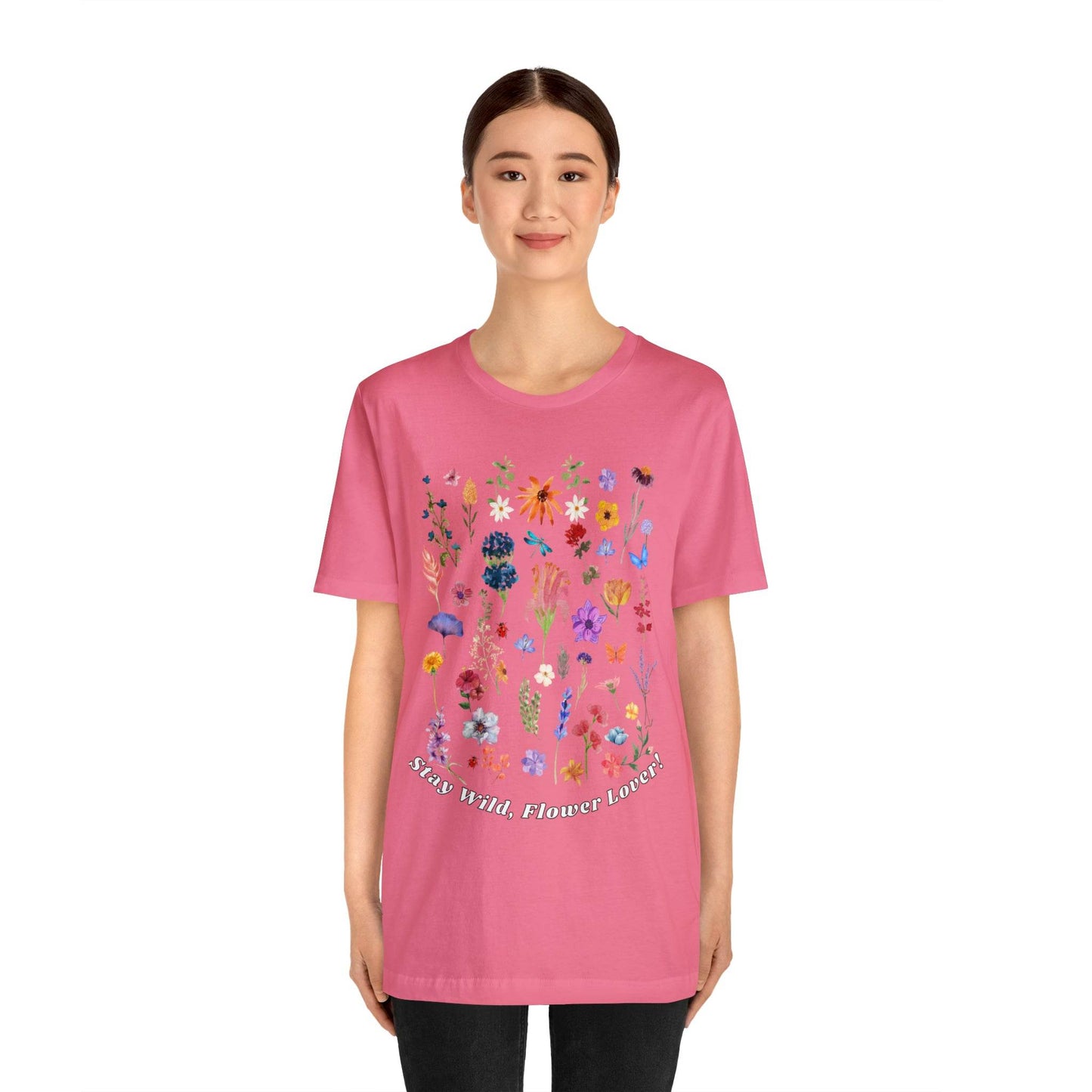 Wildflower Tshirt Flowers Shirt Floral Tshirt Flower Shirt Gift for Women - Ladies Shirts Best Friend Gift, Plant Mom Stay Wild flower lover - Giftsmojo