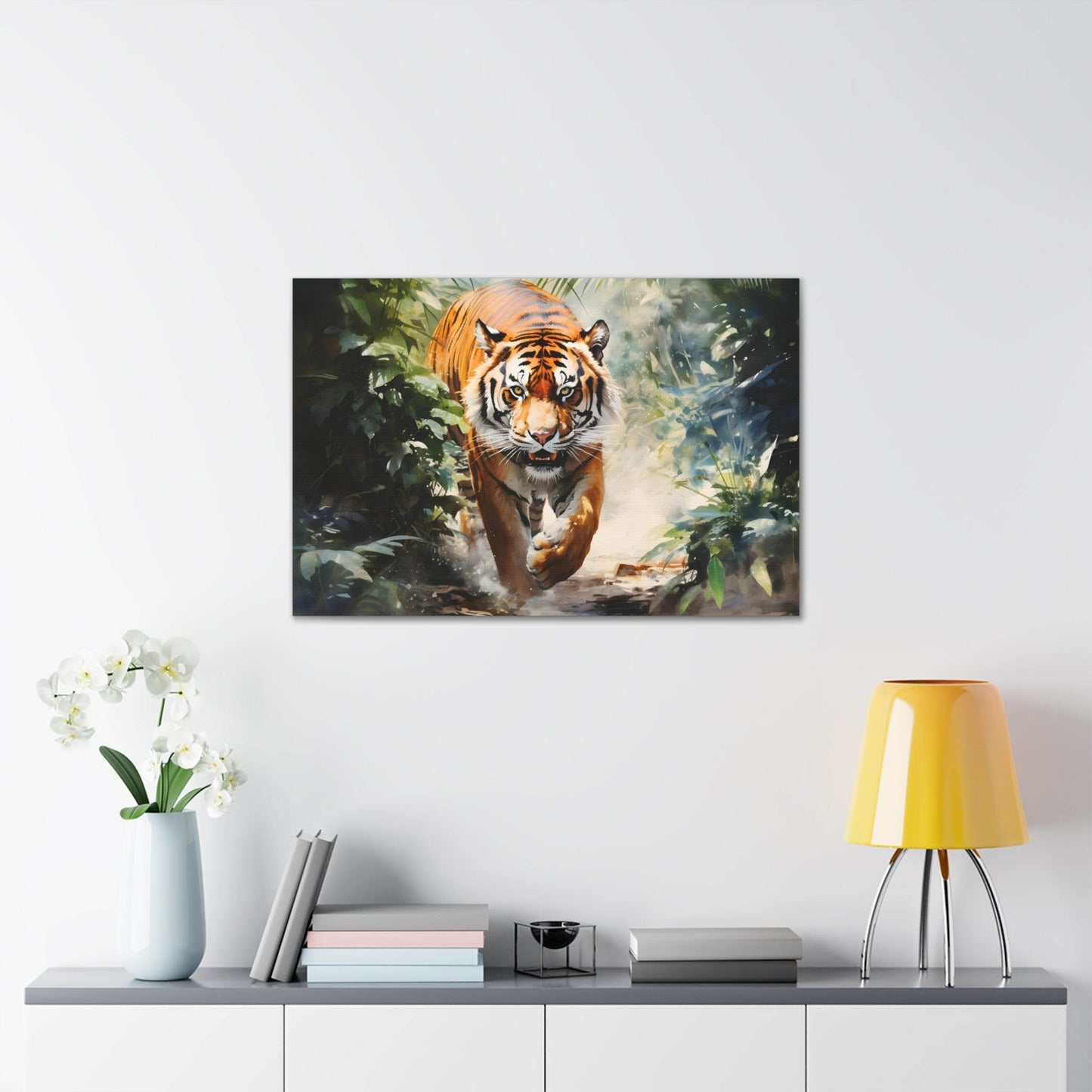 Watercolor Tiger In Nature Art Canvas Gallery Wraps Tiger Print Large Canvas Art Animal Wall Art minimalist Wall Art Lover Gift - Giftsmojo