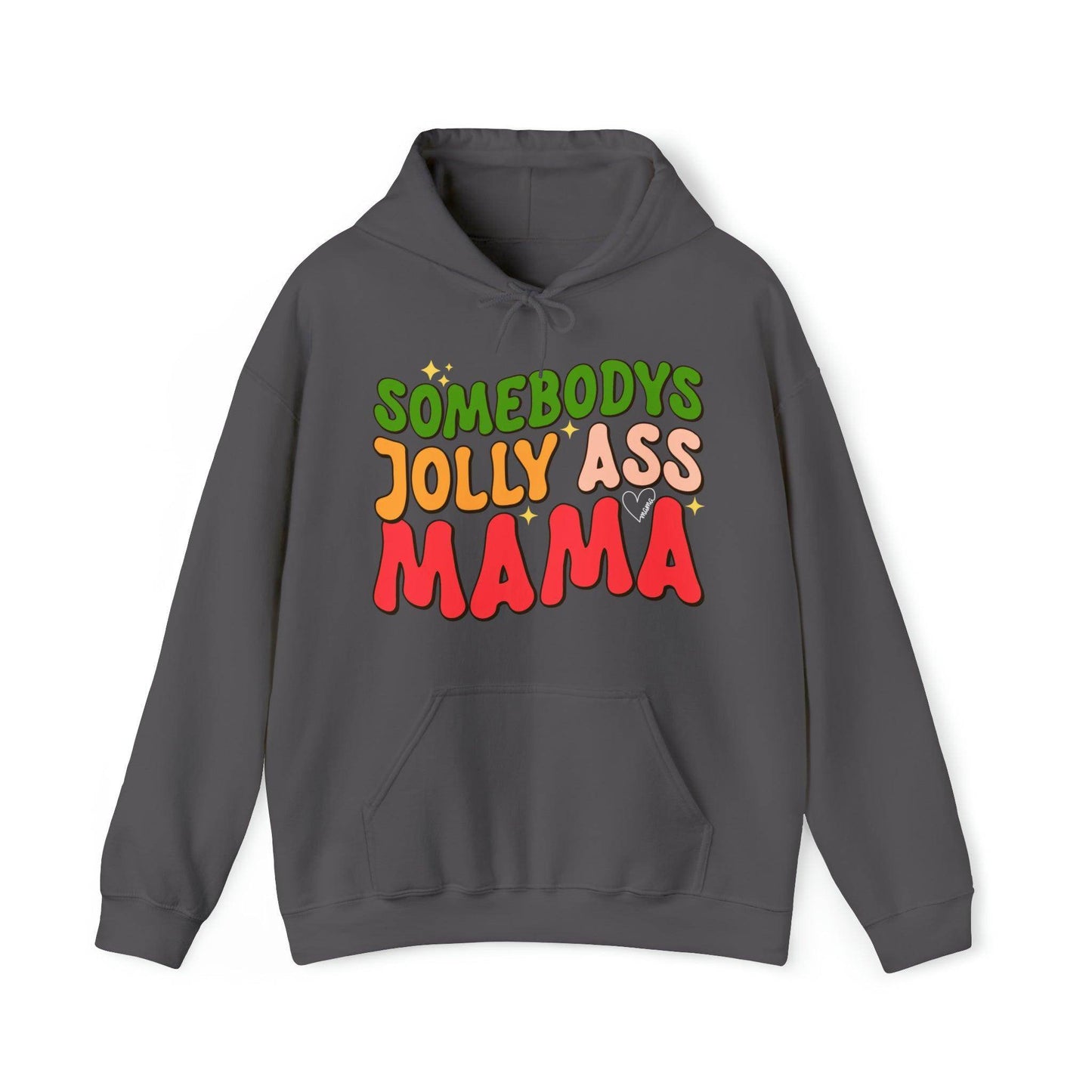 Funny Groovy Retro Christmas - Somebodys Jolly Ass MAMA Christmas Hooded Sweatshirt - Giftsmojo