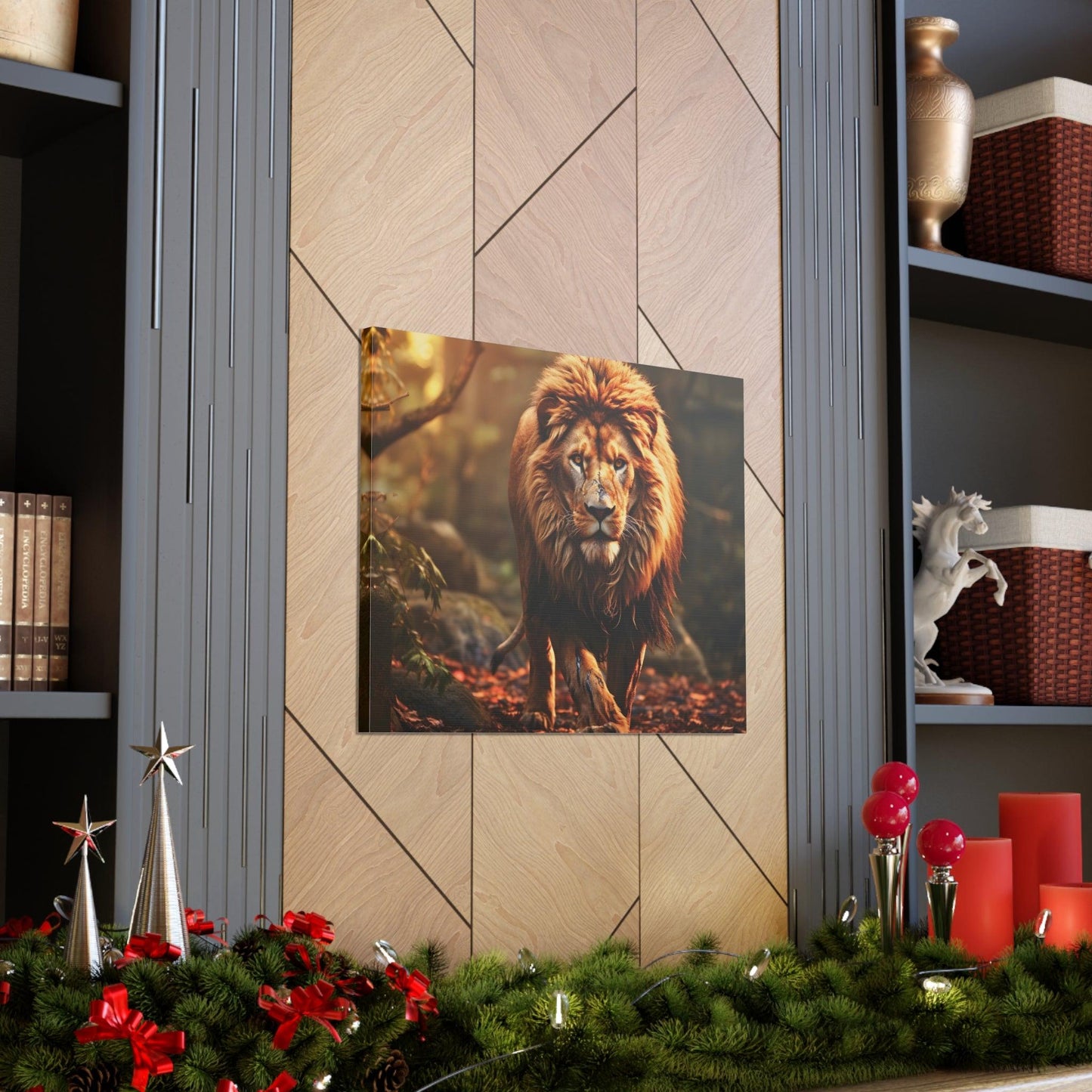 Wounded Lion In Nature Art Canvas Gallery Wraps Lion Print Large Canvas Art Animal Wall Art minimalist Wall Art Lover Gift