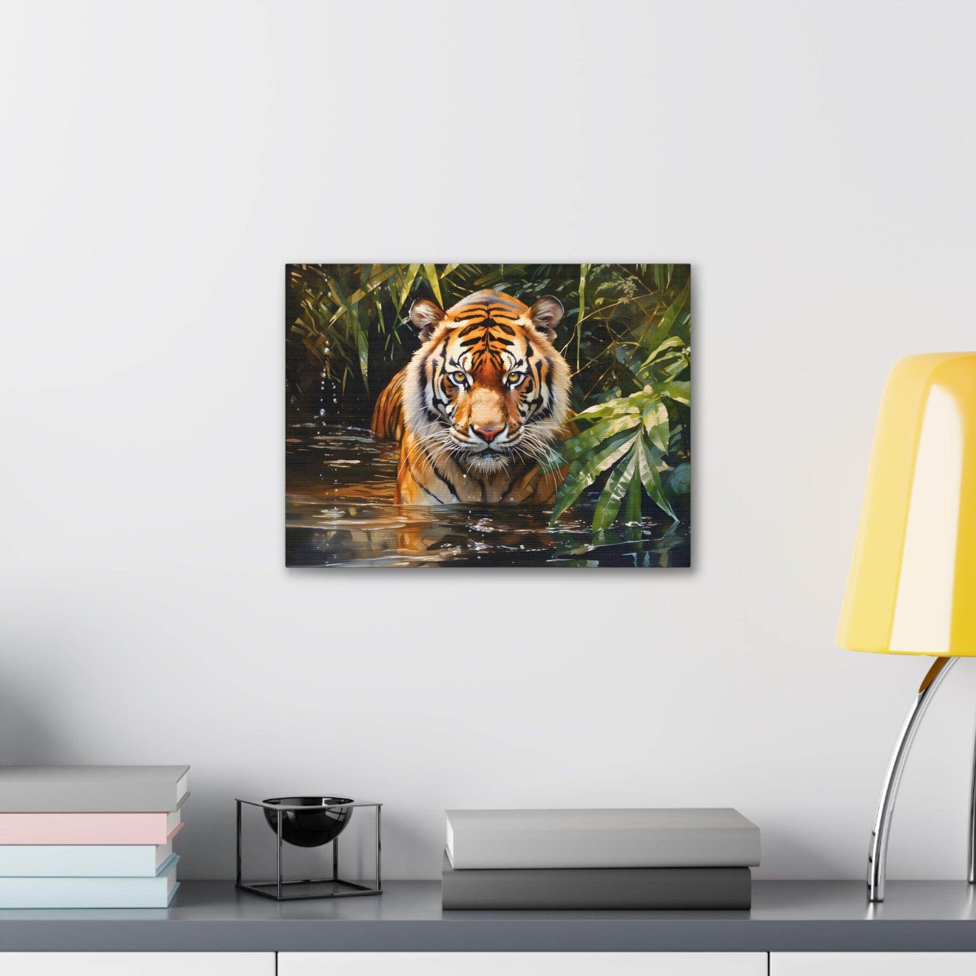 Watercolor Tiger In Nature Art Canvas Gallery Wraps Tiger Print Large Canvas Art Animal Wall Art minimalist Wall Art Lover Gift - Giftsmojo