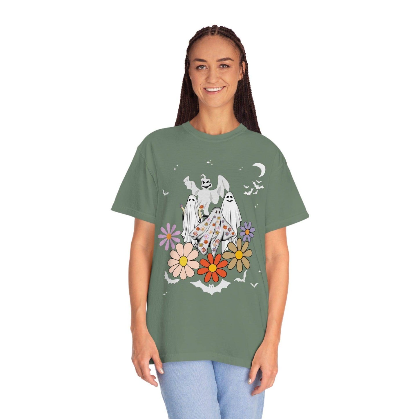 Floral Ghost Tshirt Retro Halloween Tshirt, Trick or Treat shirt, Vintage Shirt Halloween Shirt - Giftsmojo