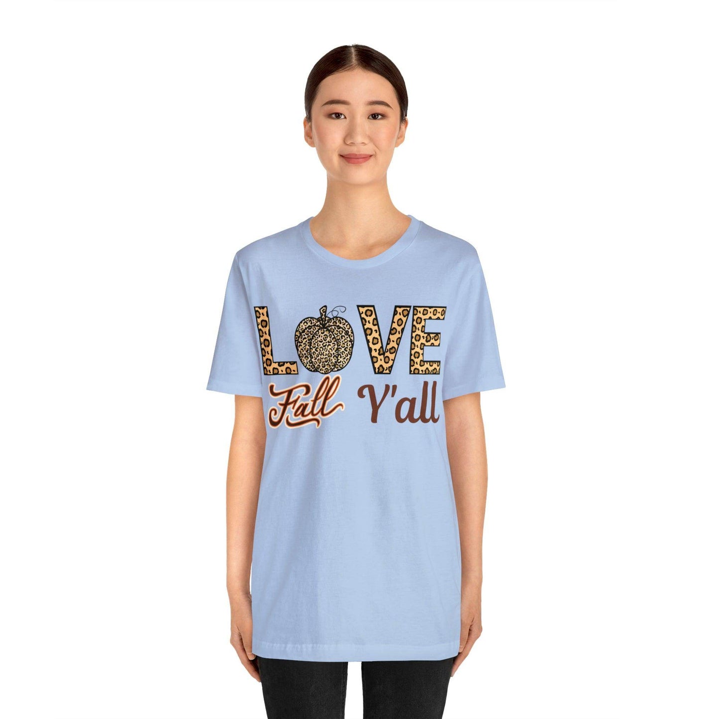 Leopard Print Love Fall Y'all Shirt, Pumpkin Shirt, Fall Shirt for Fall Lovers, Fall Gift - Giftsmojo