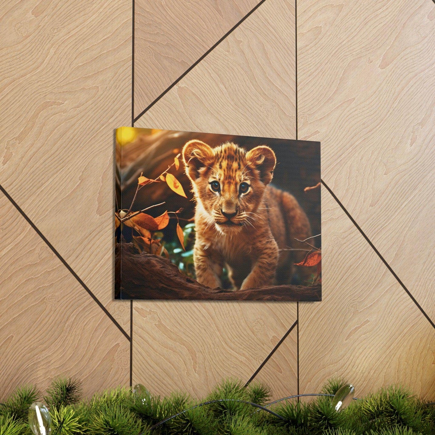 Baby Lion Cub Print Animal Nature Art Safari Nursery Canvas Gallery Wraps Baby Lion Print Large Canvas Art Animal Wall Art Lover Gift - Giftsmojo