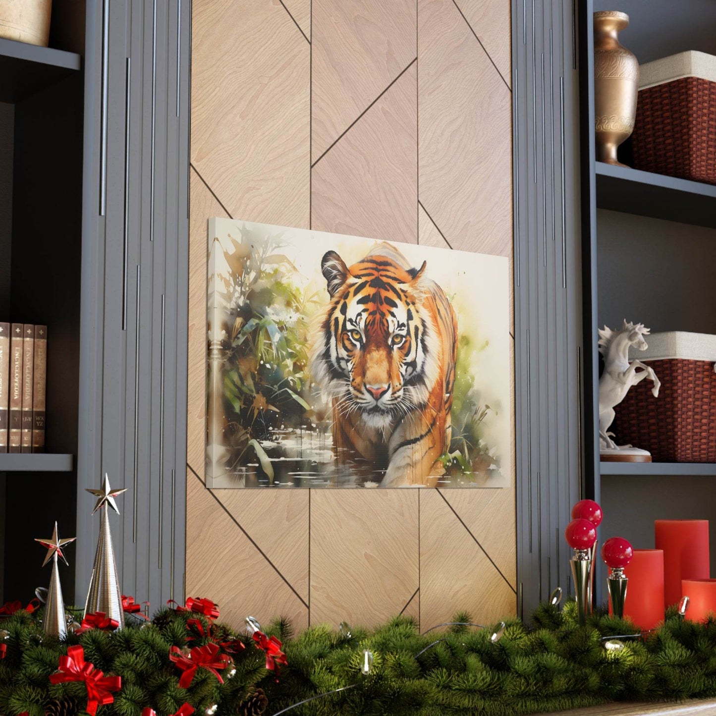 Watercolor Tiger In Nature Art Canvas Gallery Wraps Tiger Print Large Canvas Art Animal Wall Art minimalist Wall Art Lover Gift - Giftsmojo