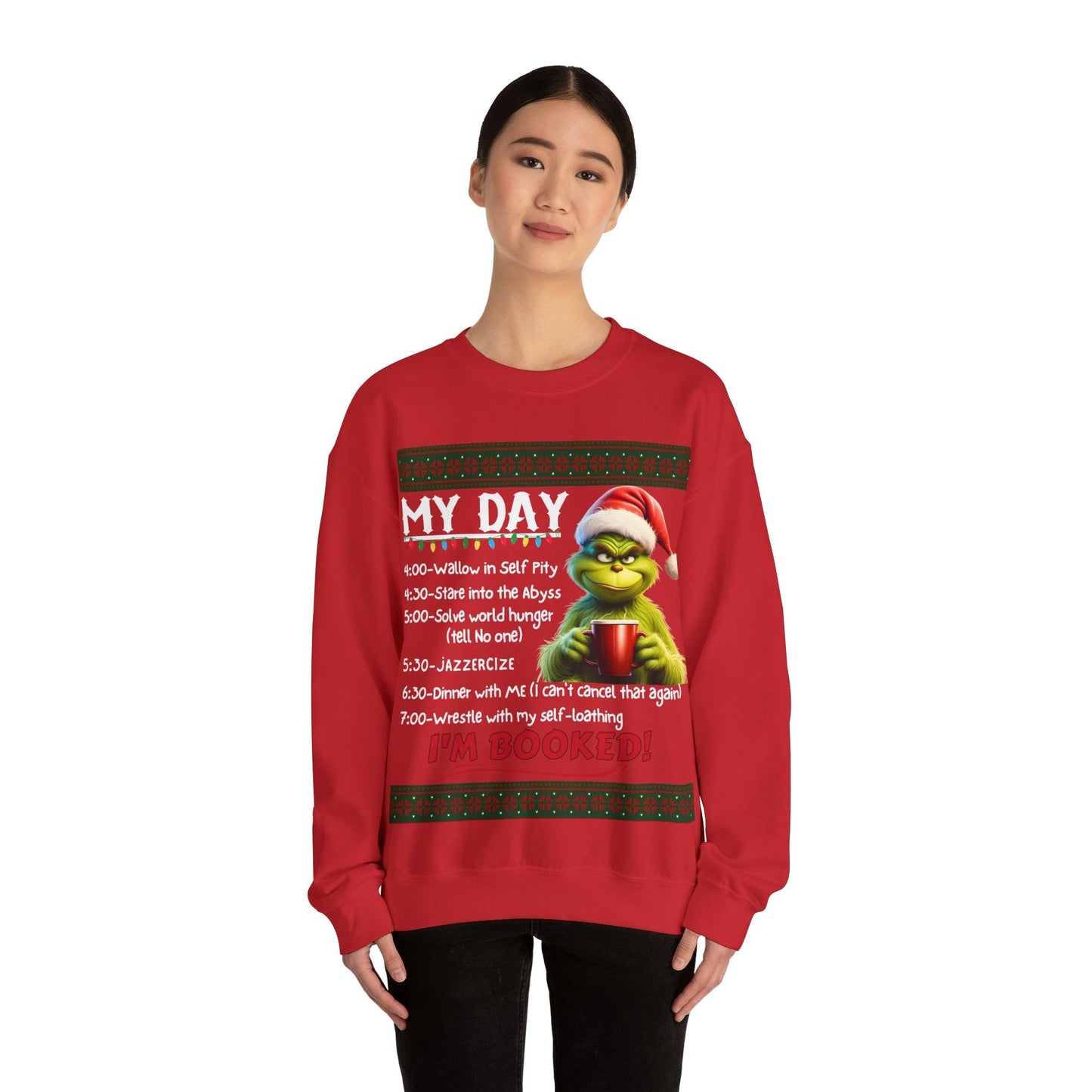 My Day Schedule I'M Booked Grinch Shirt Funny Christmas Sweatshirt Christmas grinch Sweatshirt Christmas Sweater Christmas Trendy Christmas Sweatshirt - Giftsmojo