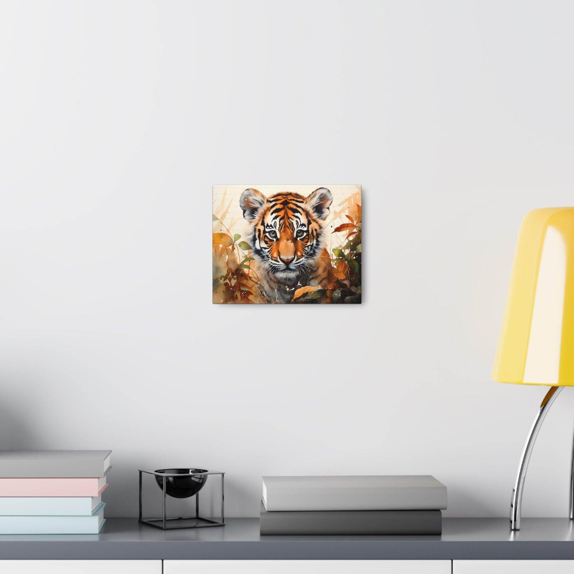 Watercolor Baby Tiger In Nature Art Canvas Gallery Wraps Tiger Print Large Canvas Art Animal Wall Art minimalist Wall Art Lover Gift - Giftsmojo