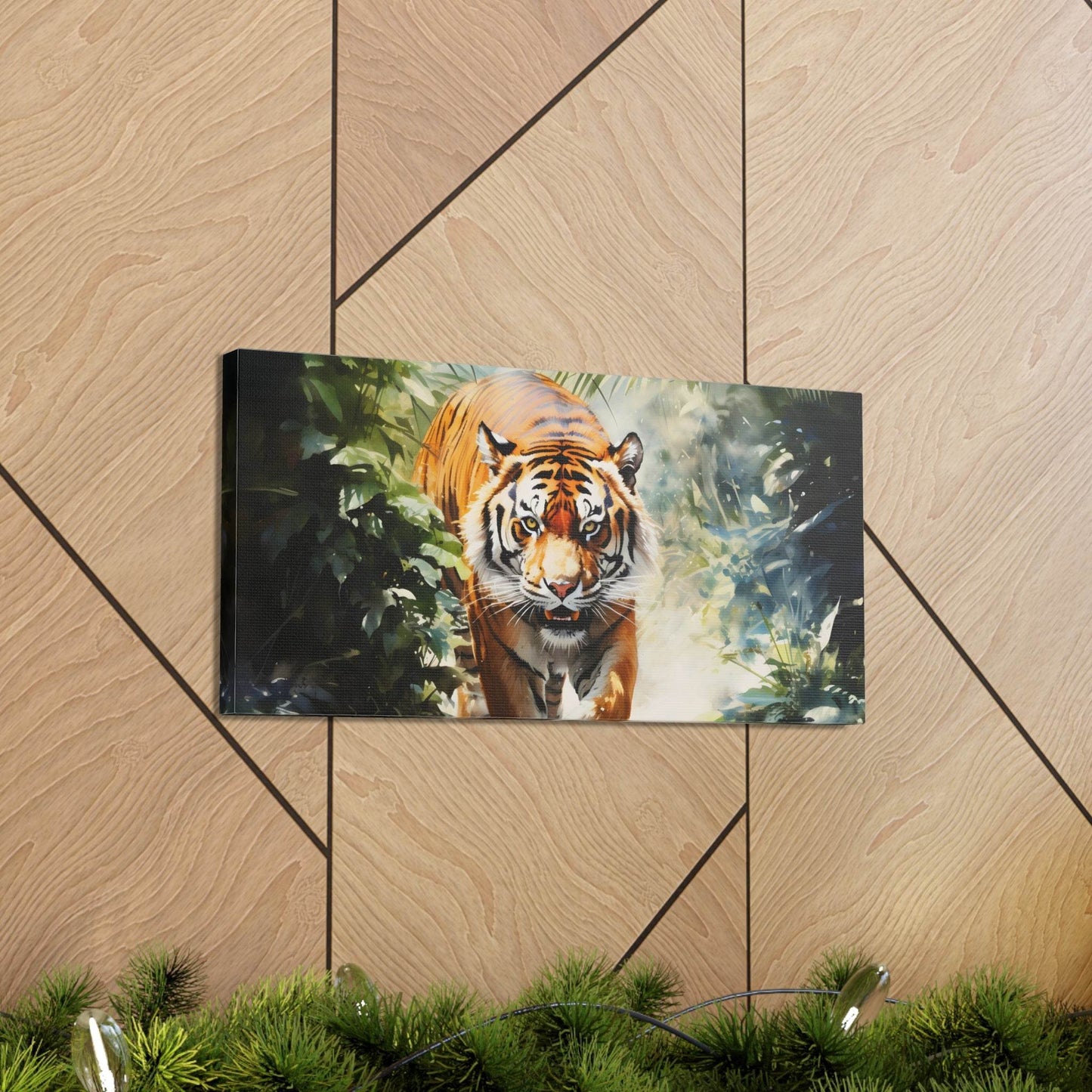 Watercolor Tiger In Nature Art Canvas Gallery Wraps Tiger Print Large Canvas Art Animal Wall Art minimalist Wall Art Lover Gift - Giftsmojo