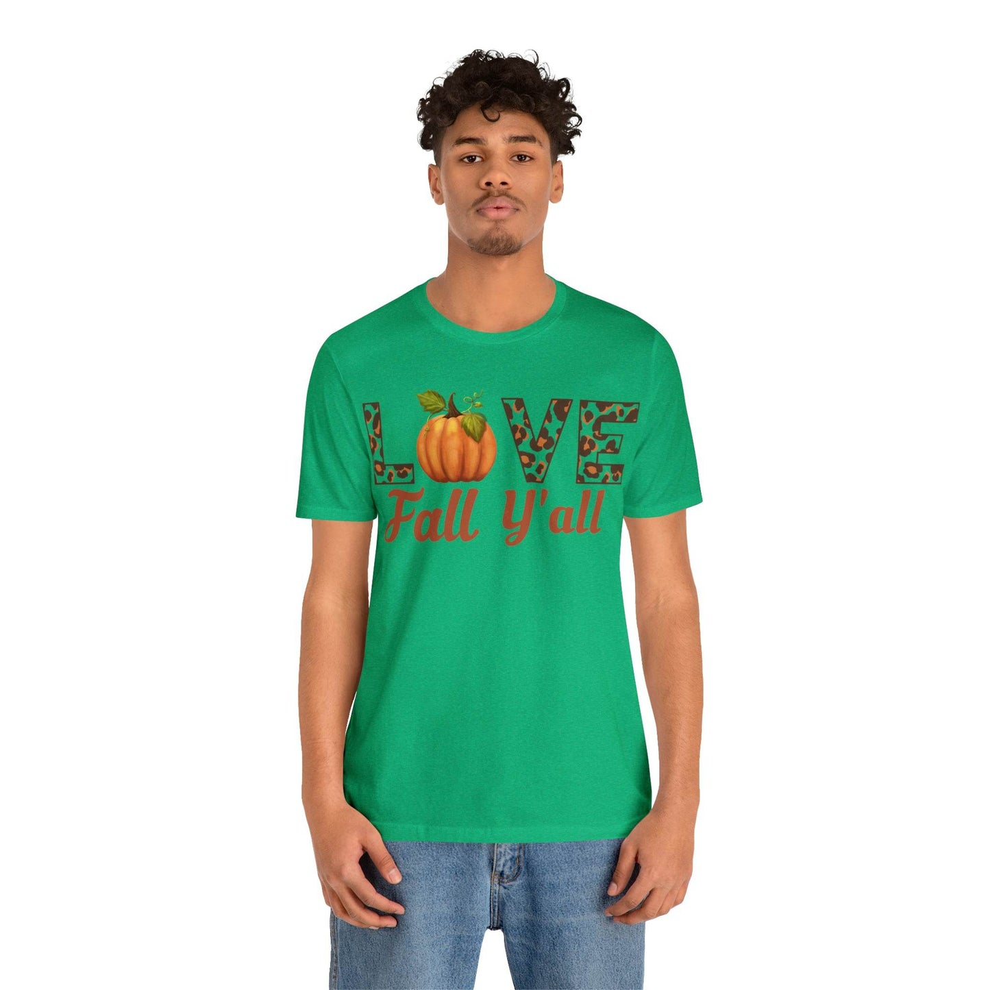 Leopard Print Love Fall Y'all Shirt, Pumpkin Shirt, Fall Shirt for Fall Lover, Fall gift - Giftsmojo