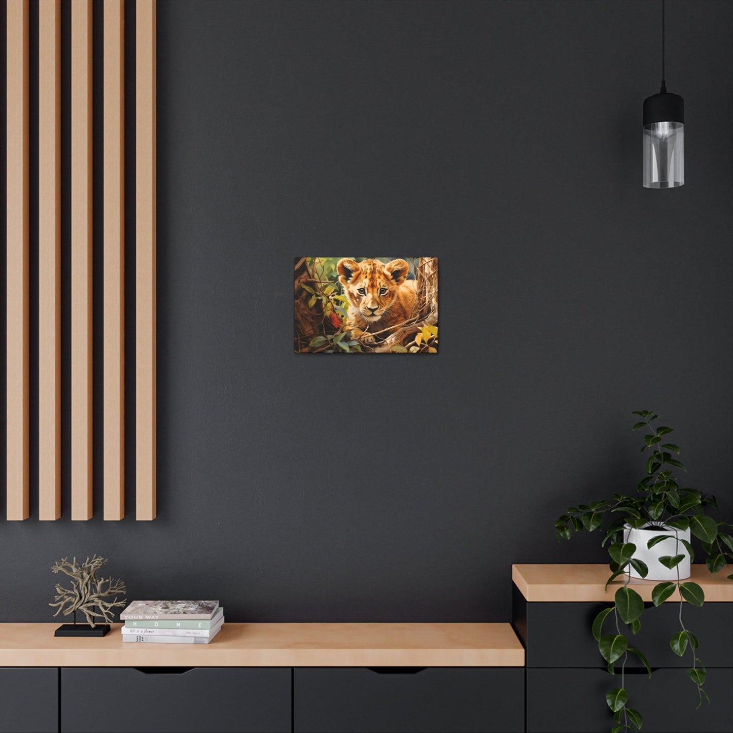 Watercolor Baby Lion In Nature Art Canvas Gallery Wraps Baby Lion Print Large Canvas Art Animal Wall Art minimalist Wall Art Lover Gift