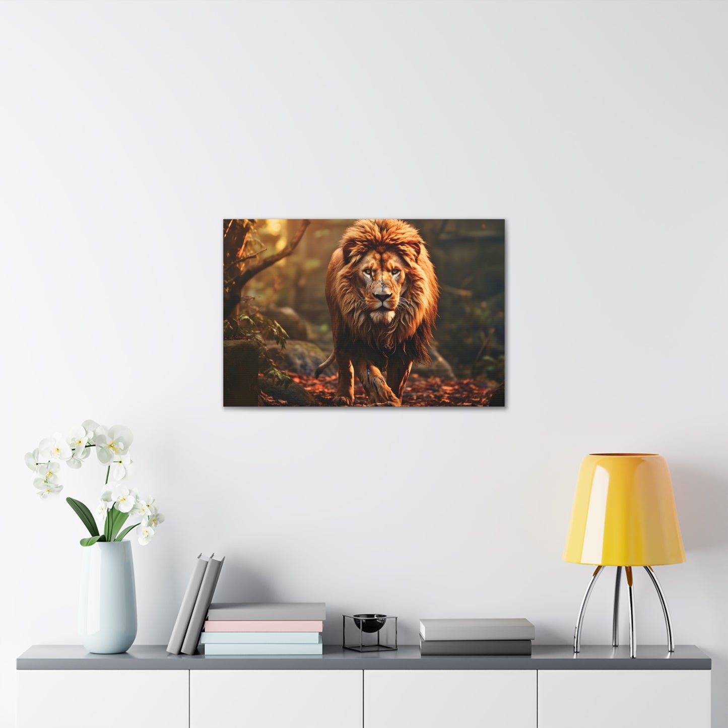 Wounded Lion In Nature Art Canvas Gallery Wraps Lion Print Large Canvas Art Animal Wall Art minimalist Wall Art Lover Gift
