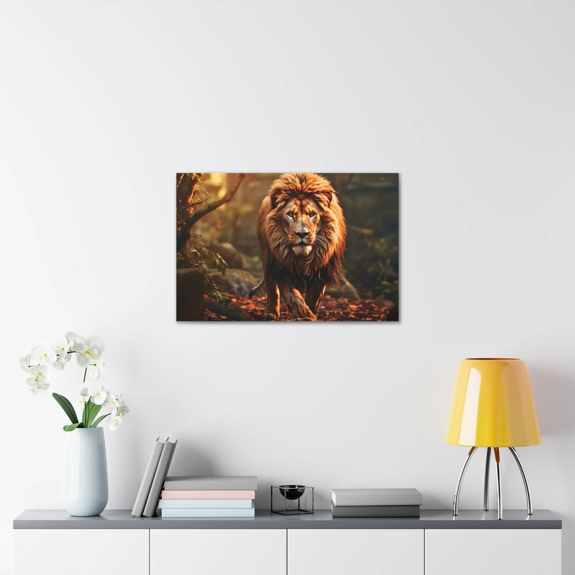 Wounded Lion In Nature Art Canvas Gallery Wraps Lion Print Large Canvas Art Animal Wall Art minimalist Wall Art Lover Gift - Giftsmojo