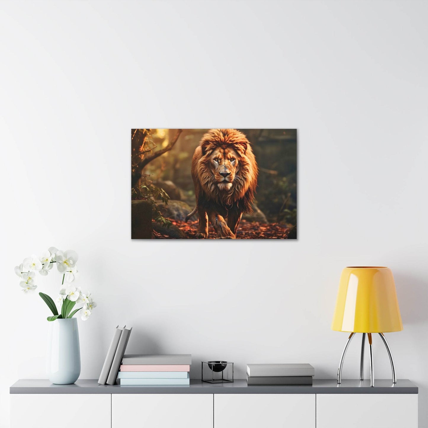 Wounded Lion In Nature Art Canvas Gallery Wraps Lion Print Large Canvas Art Animal Wall Art minimalist Wall Art Lover Gift - Giftsmojo