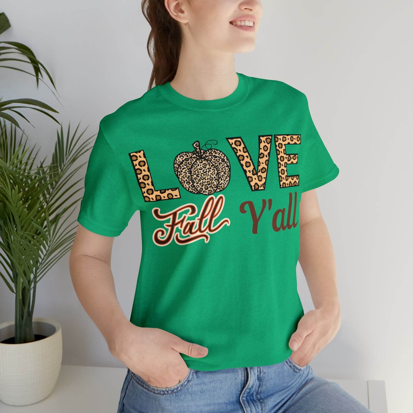 Leopard Print Love Fall Y'all Shirt, Pumpkin Shirt, Fall Shirt for Fall Lovers, Fall Gift - Giftsmojo