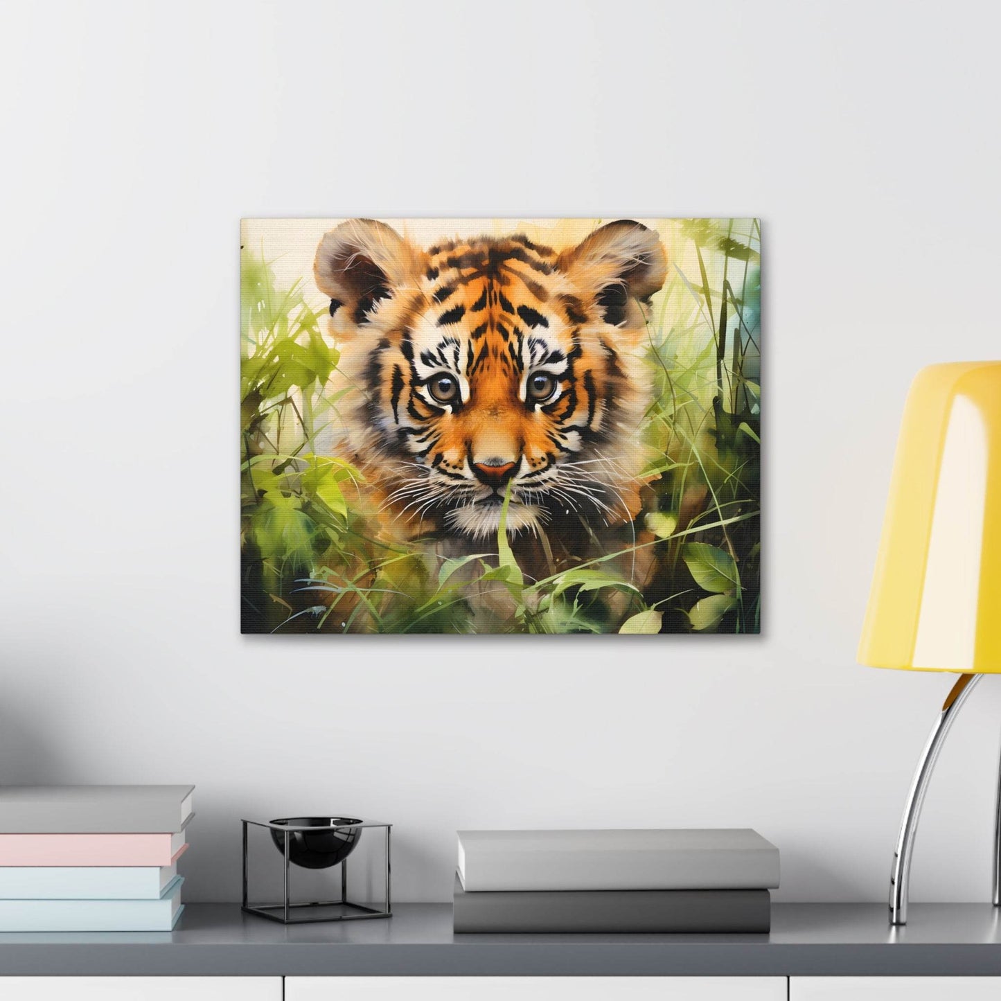 Watercolor Baby Tiger In Nature Art Canvas Gallery Wraps Tiger Print Large Canvas Art Animal Wall Art minimalist Wall Art Lover Gift - Giftsmojo