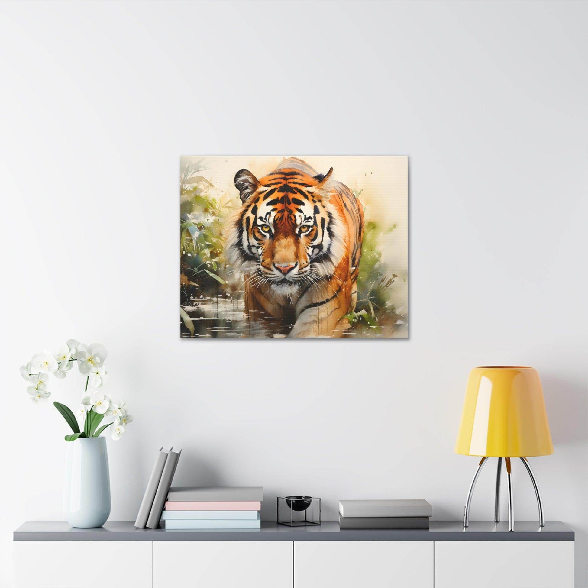 Watercolor Tiger In Nature Art Canvas Gallery Wraps Tiger Print Large Canvas Art Animal Wall Art minimalist Wall Art Lover Gift - Giftsmojo