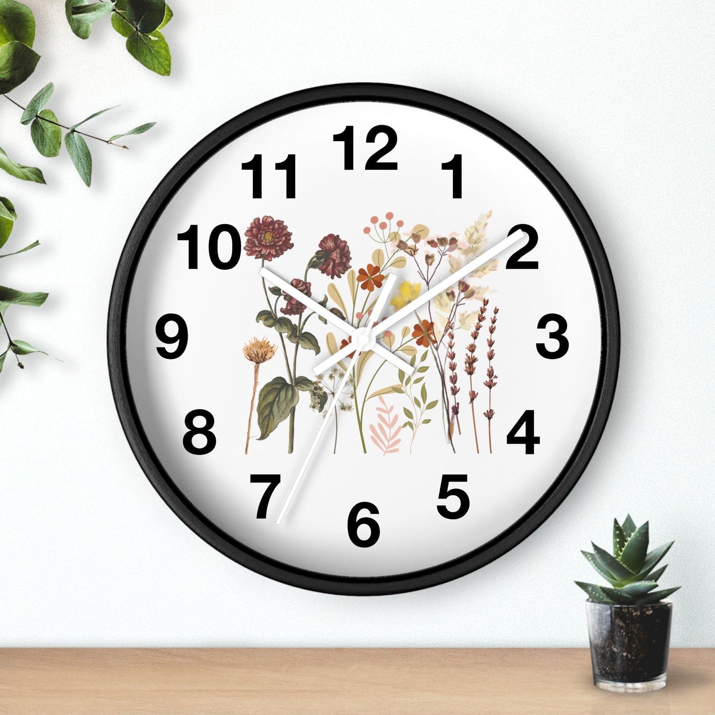 Flower wall clock, Wall clock. Floral Wall Clock, Home decor gift, House Warming gift, unique Gift, Mom gift