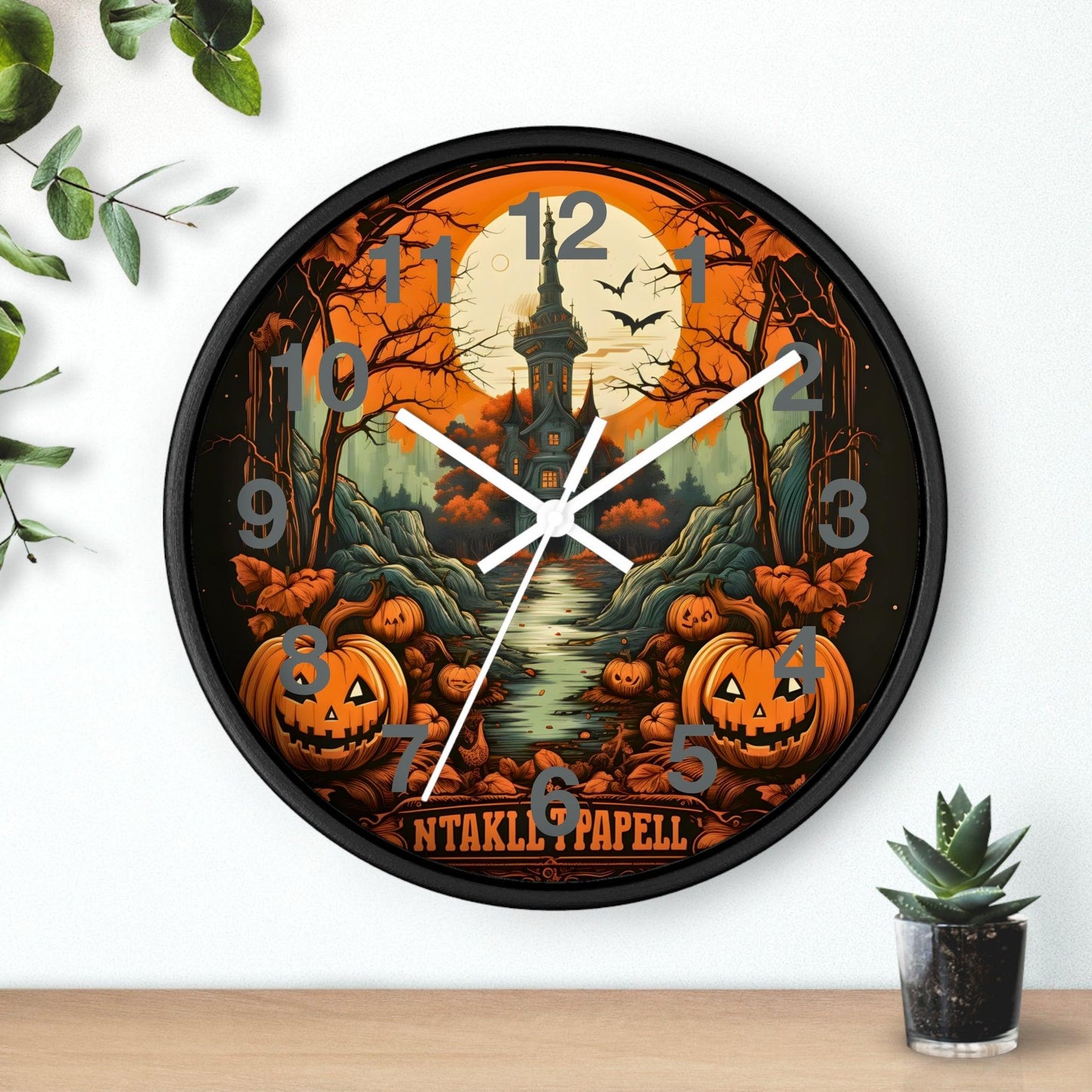Happy HALLOTHANKSMAS Clock Halloween Ghost Wall Clock Halloween Wall Clocks Halloween Clock Fall Clock Halloween Decor