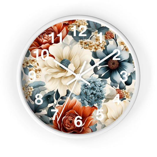 Wild Flower Wall Clock Floral Wall Clock Kids Room Home Decor New Home Gift House Warming Gift for New Home Owner, Dorm Room Clock Collage Student Clock - Giftsmojo