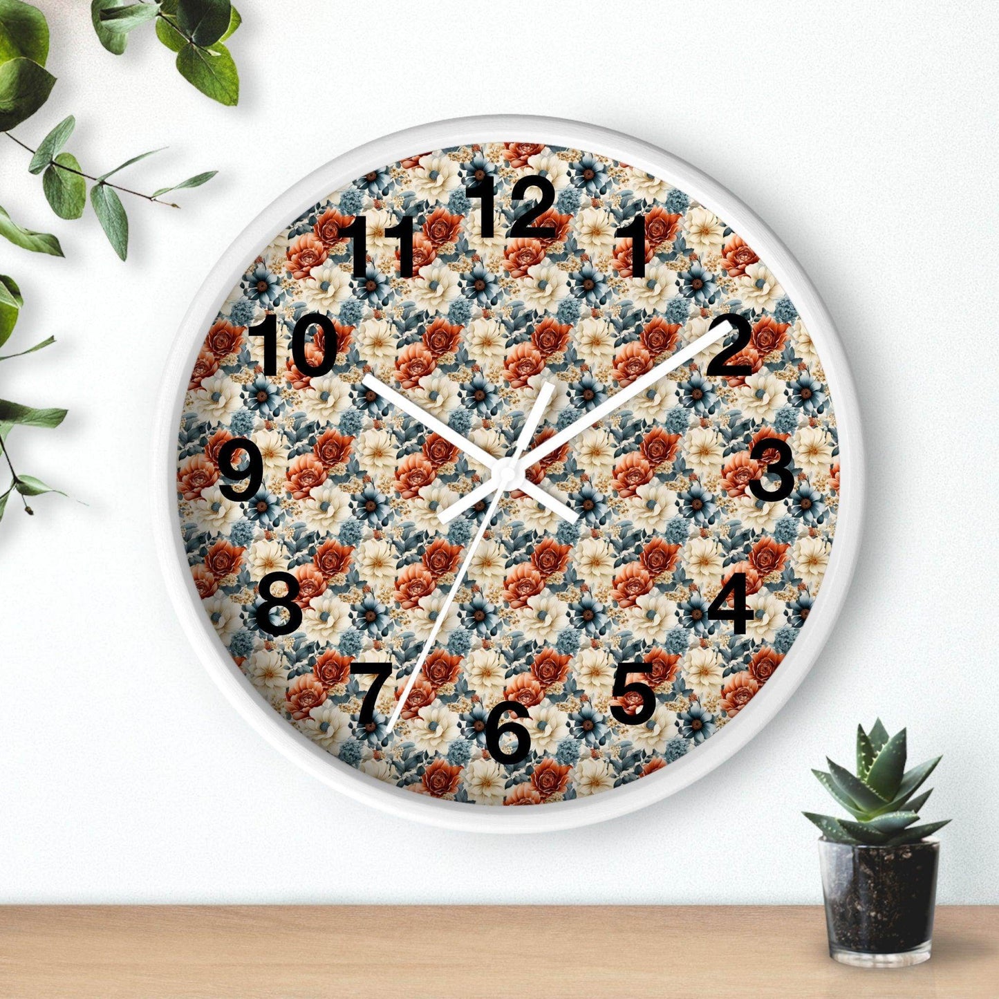 Flower Wall Clock Floral Wall Clock Kids Room Home Decor New Home House Warming Gift New Home Owner, Dorm Room Clock Collage Student Clock - Giftsmojo