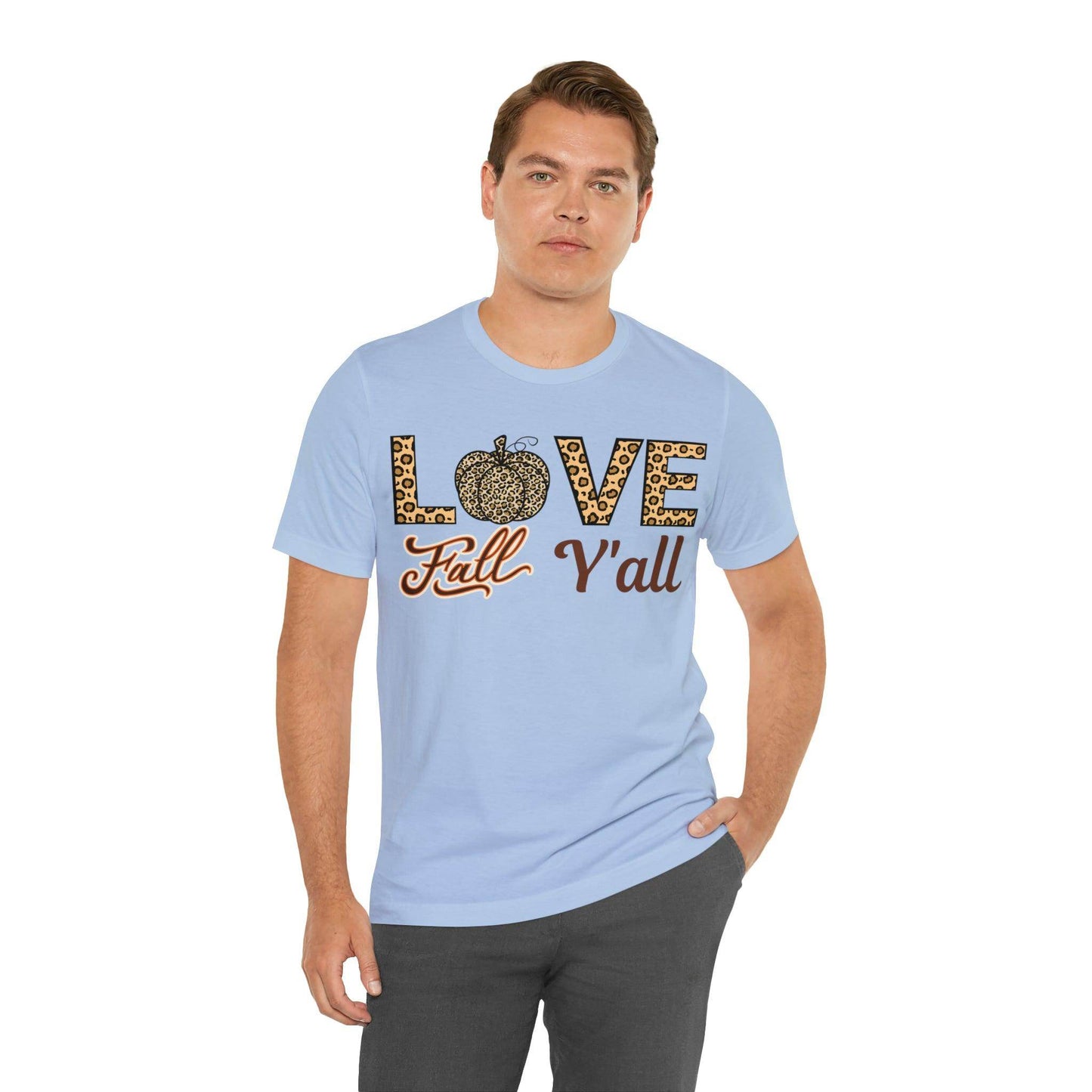 Leopard Print Love Fall Y'all Shirt, Pumpkin Shirt, Fall Shirt for Fall Lovers, Fall Gift - Giftsmojo