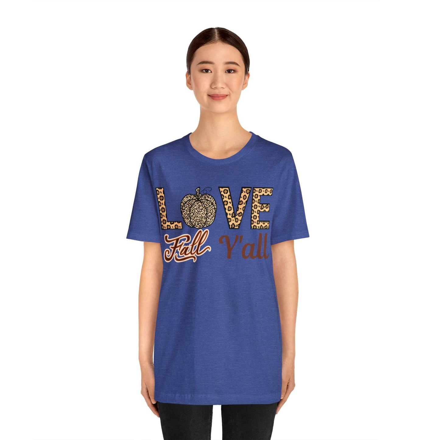 Leopard Print Love Fall Y'all Shirt, Pumpkin Shirt, Fall Shirt for Fall Lovers, Fall Gift - Giftsmojo
