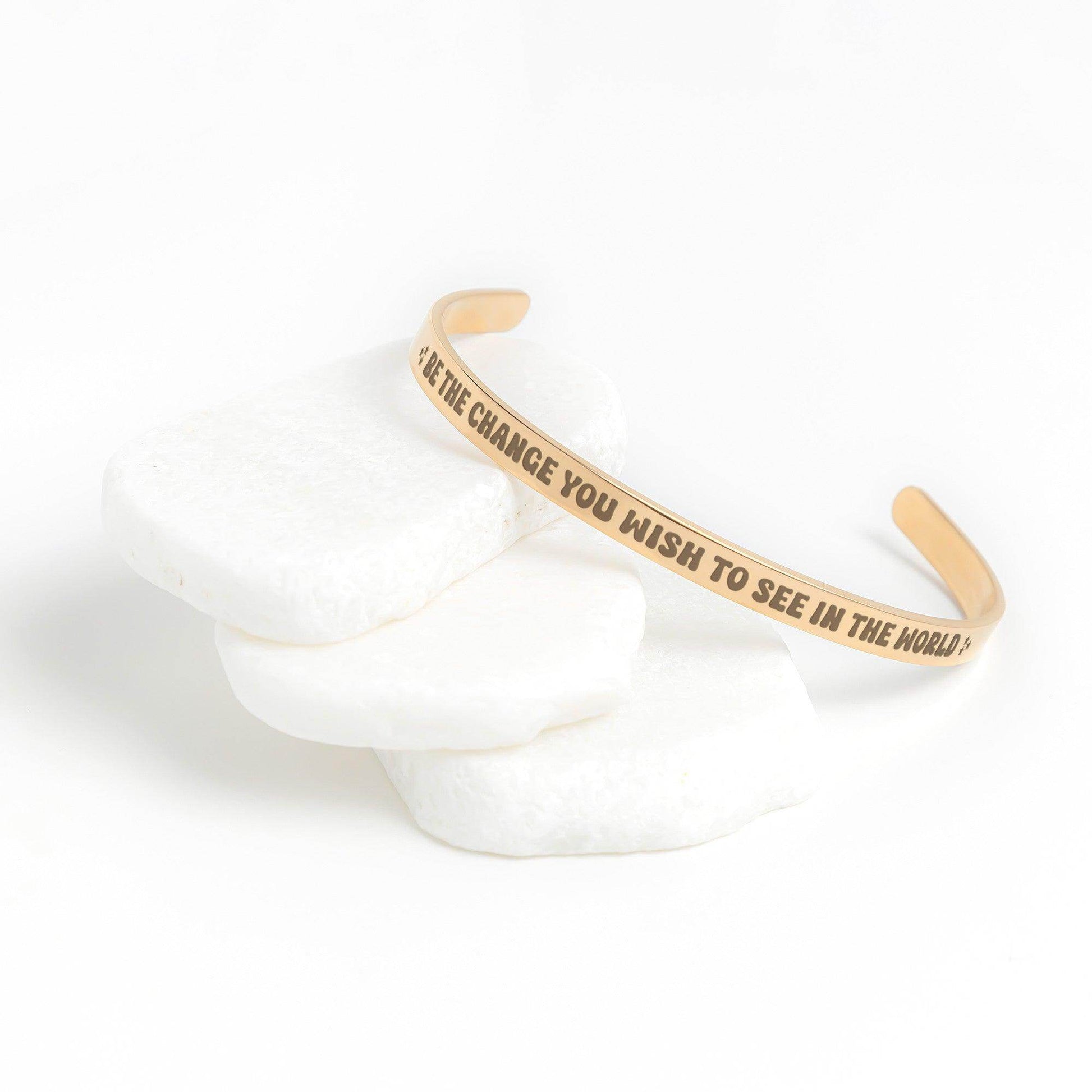 Inspirational Jewelry Cuff Bracelet Gift - Be the change you wish to see in the world Cuff Bracelet - Giftsmojo