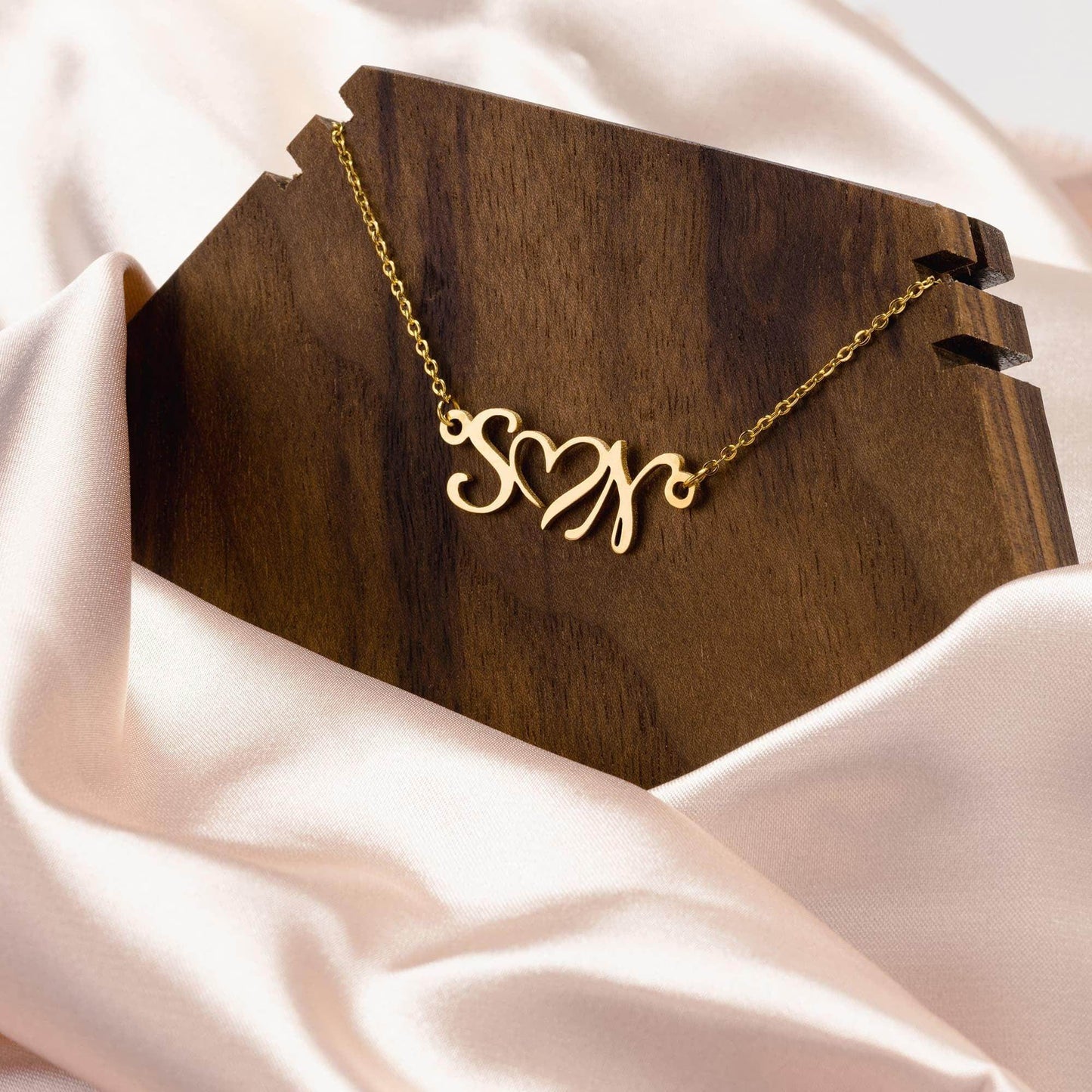 Personalized Double Initial Heart Necklace for Women - Giftsmojo