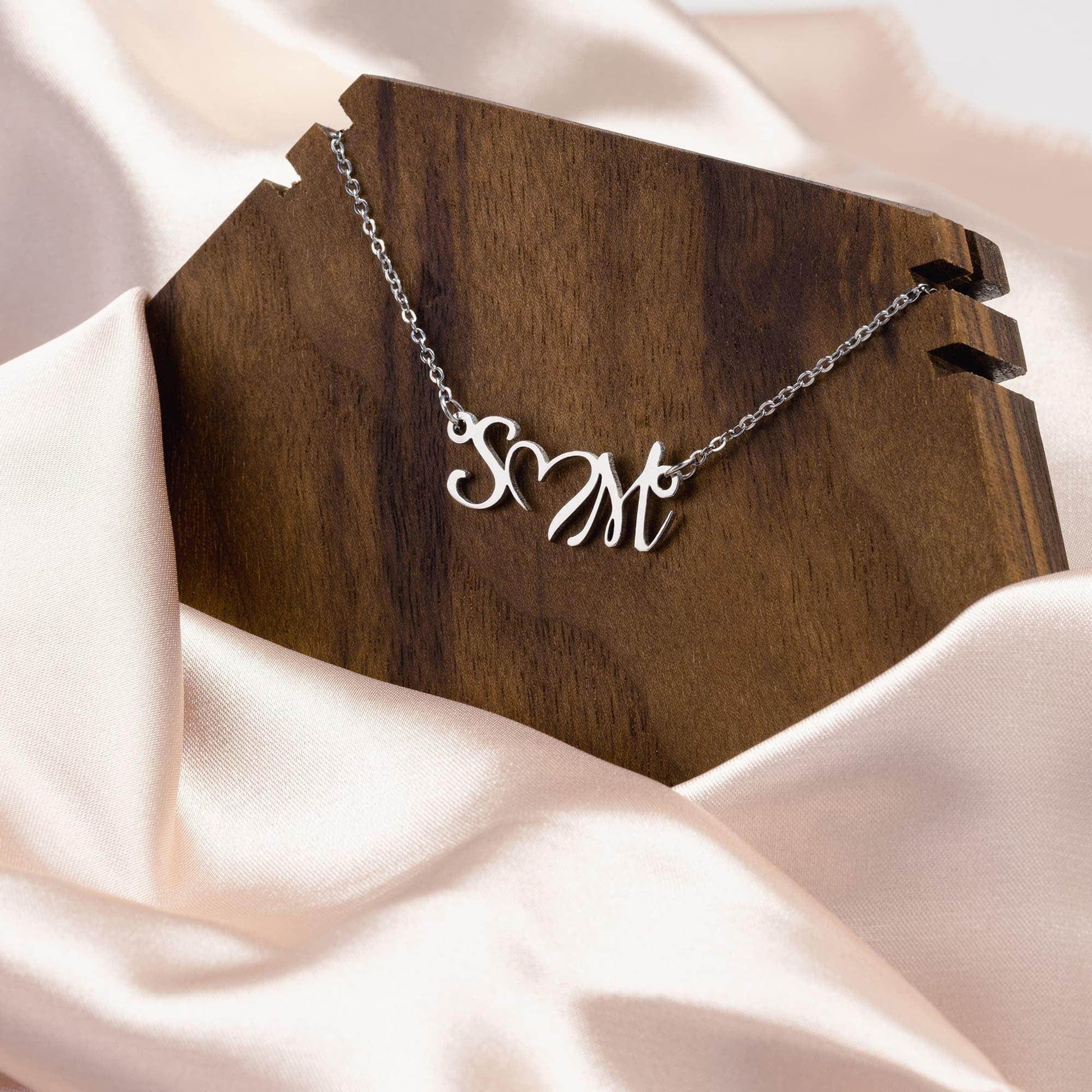 Personalized Double Initial Heart Necklace for Women - Giftsmojo