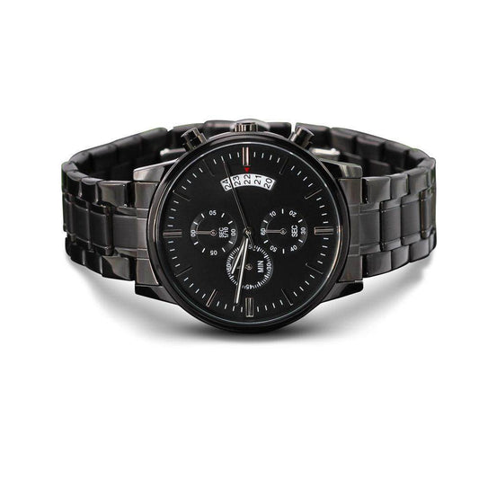 Customizable Engraved Black Chronograph Watch For Men - Giftsmojo