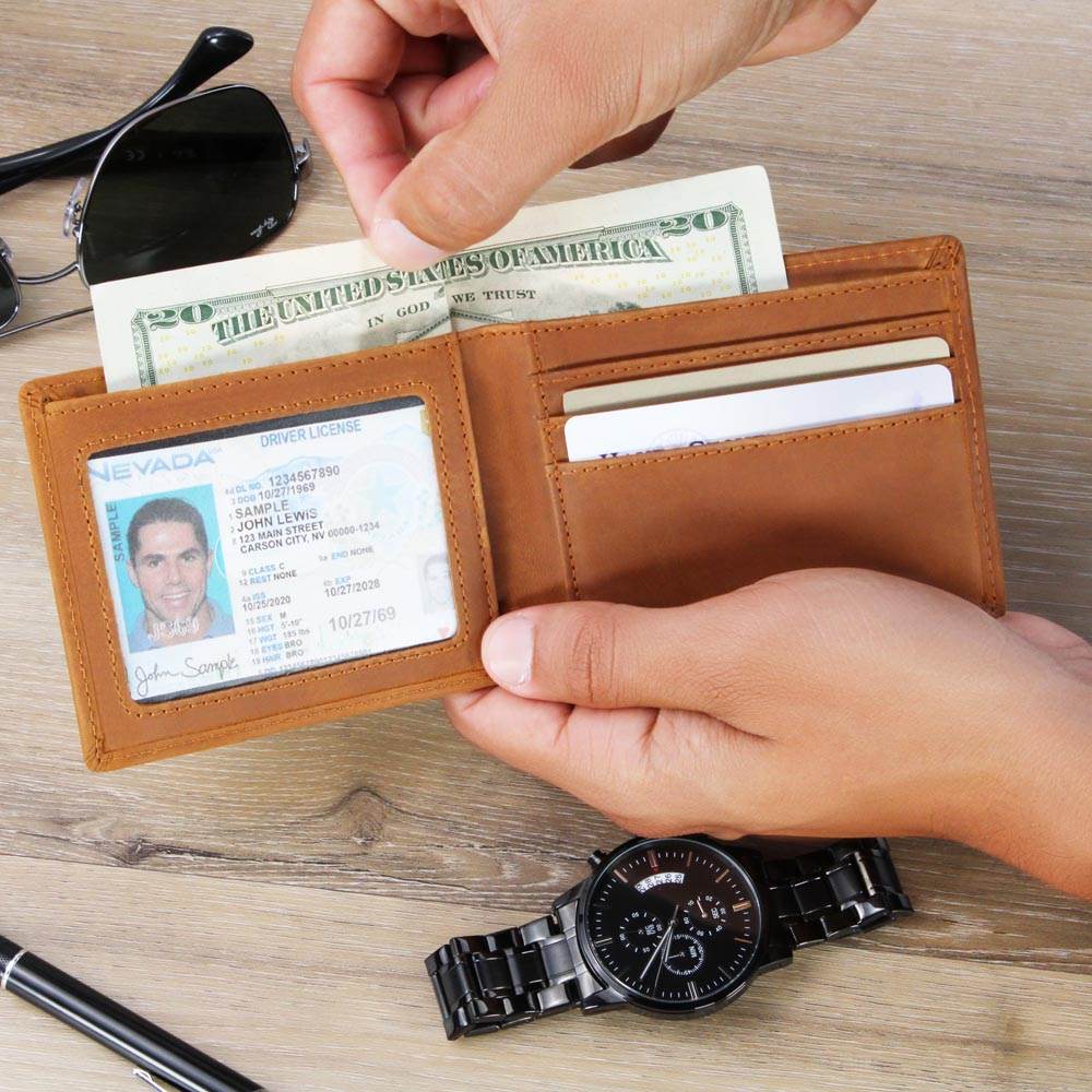 Custom Gift for Dad - Dad Leather Wallet - Giftsmojo