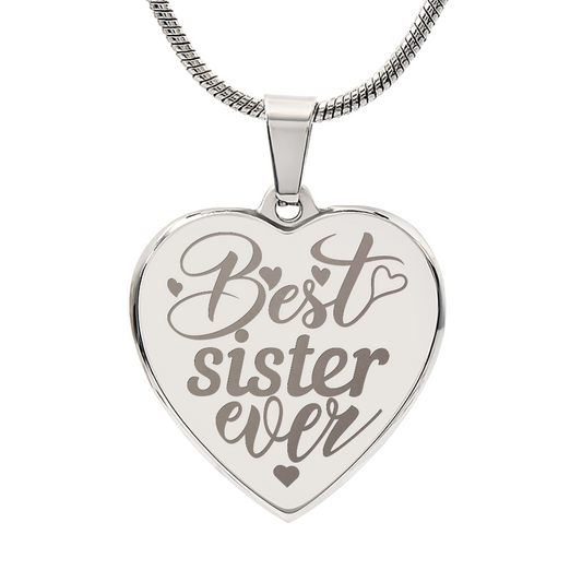 Personalized Engraved Heart Necklace for Sister