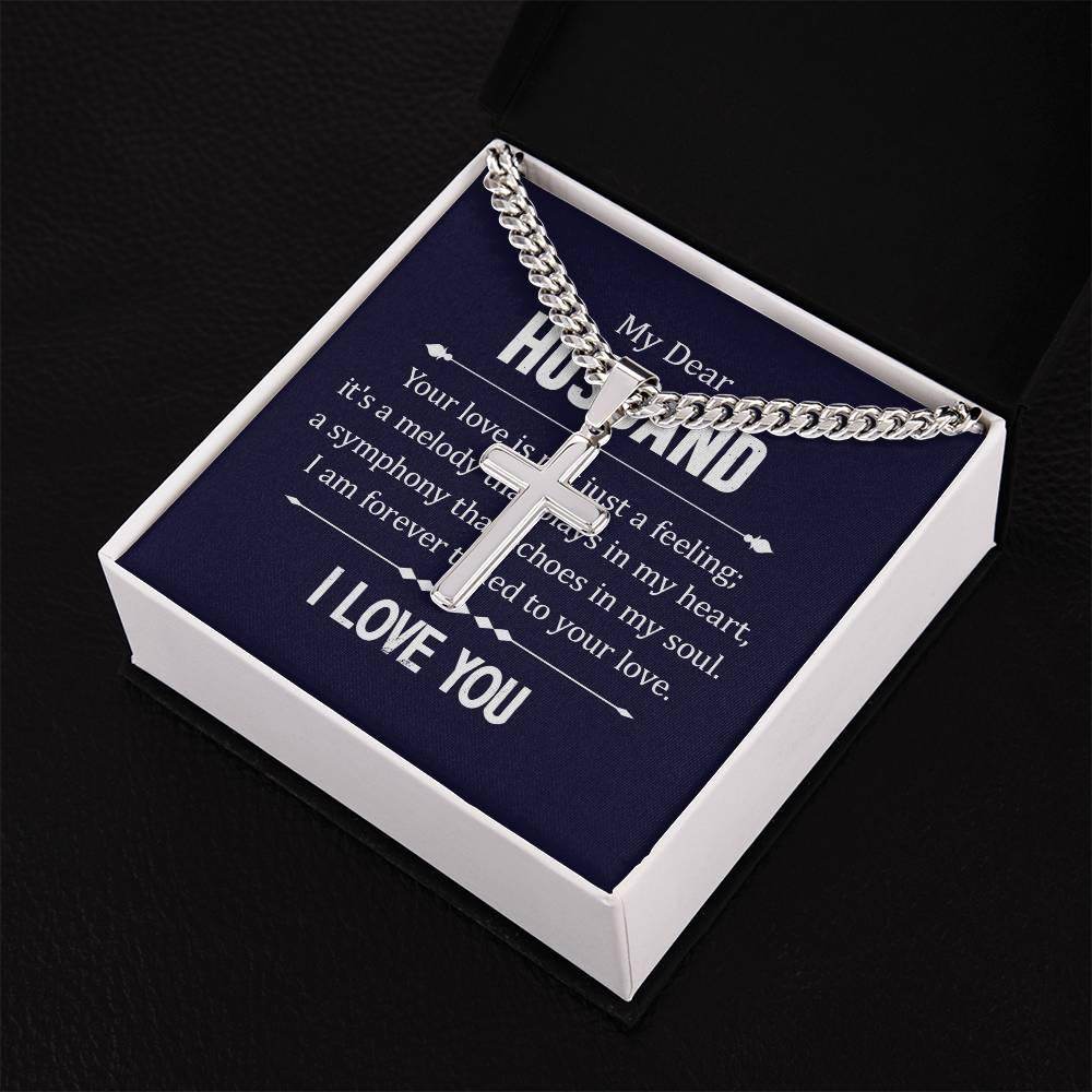 Personalized Artisan Cross Necklace with Cuban Chain For My Dear Husband - Giftsmojo
