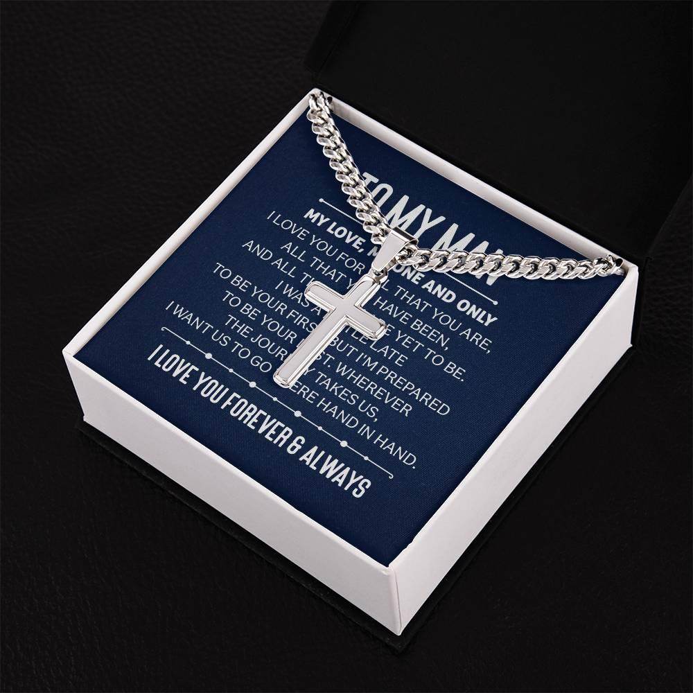 Personalized Cross Necklace with Cuban Chain For My Man (Husband) - Giftsmojo