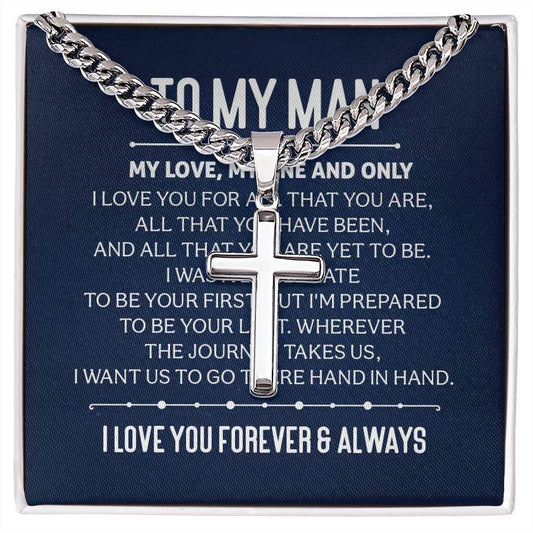 Personalized Cross Necklace with Cuban Chain For My Man (Husband) - Giftsmojo