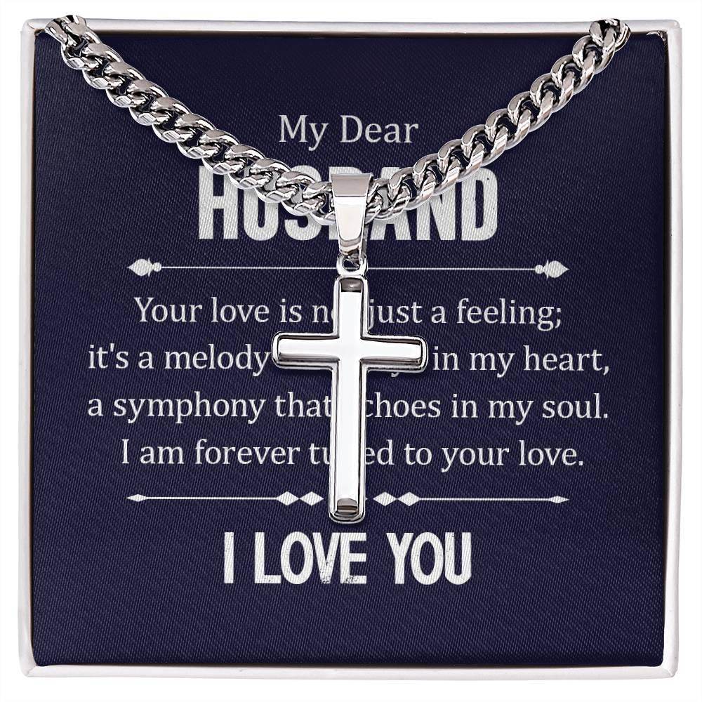 Personalized Artisan Cross Necklace with Cuban Chain For My Dear Husband - Giftsmojo