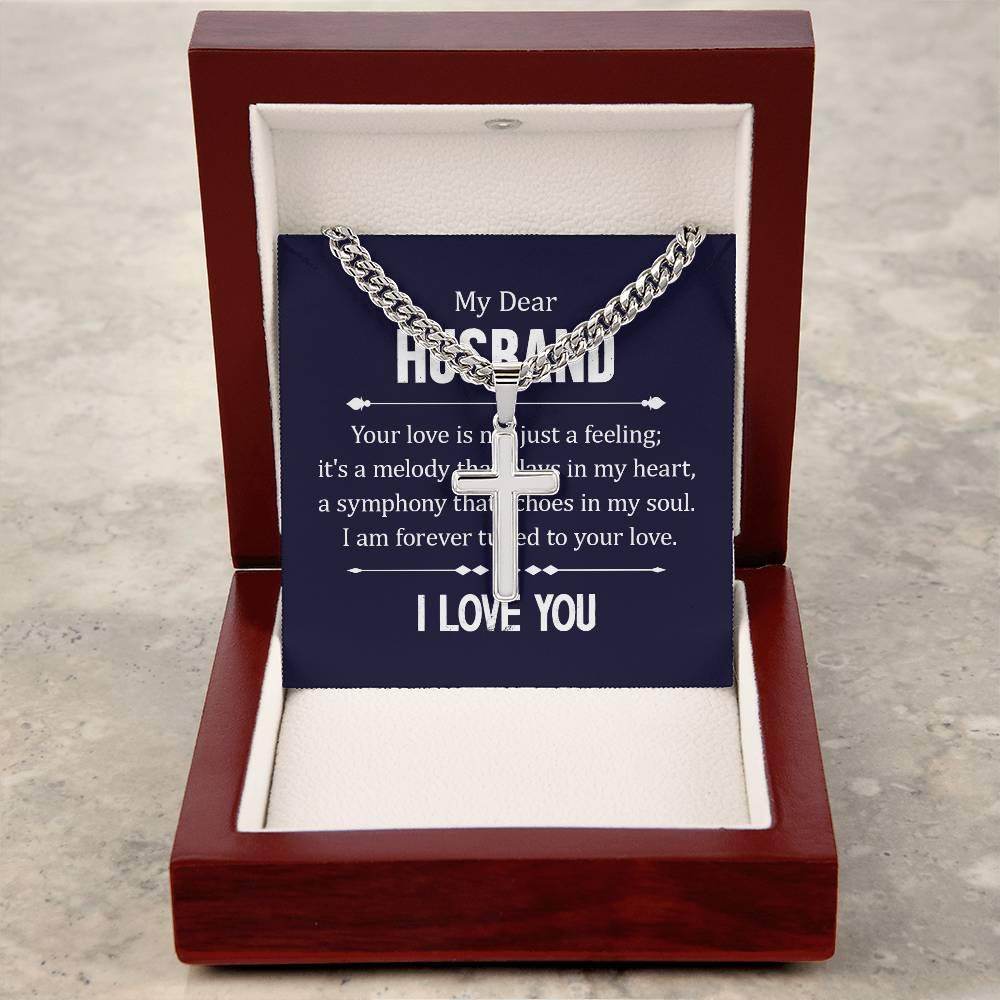 Personalized Artisan Cross Necklace with Cuban Chain For My Dear Husband - Giftsmojo