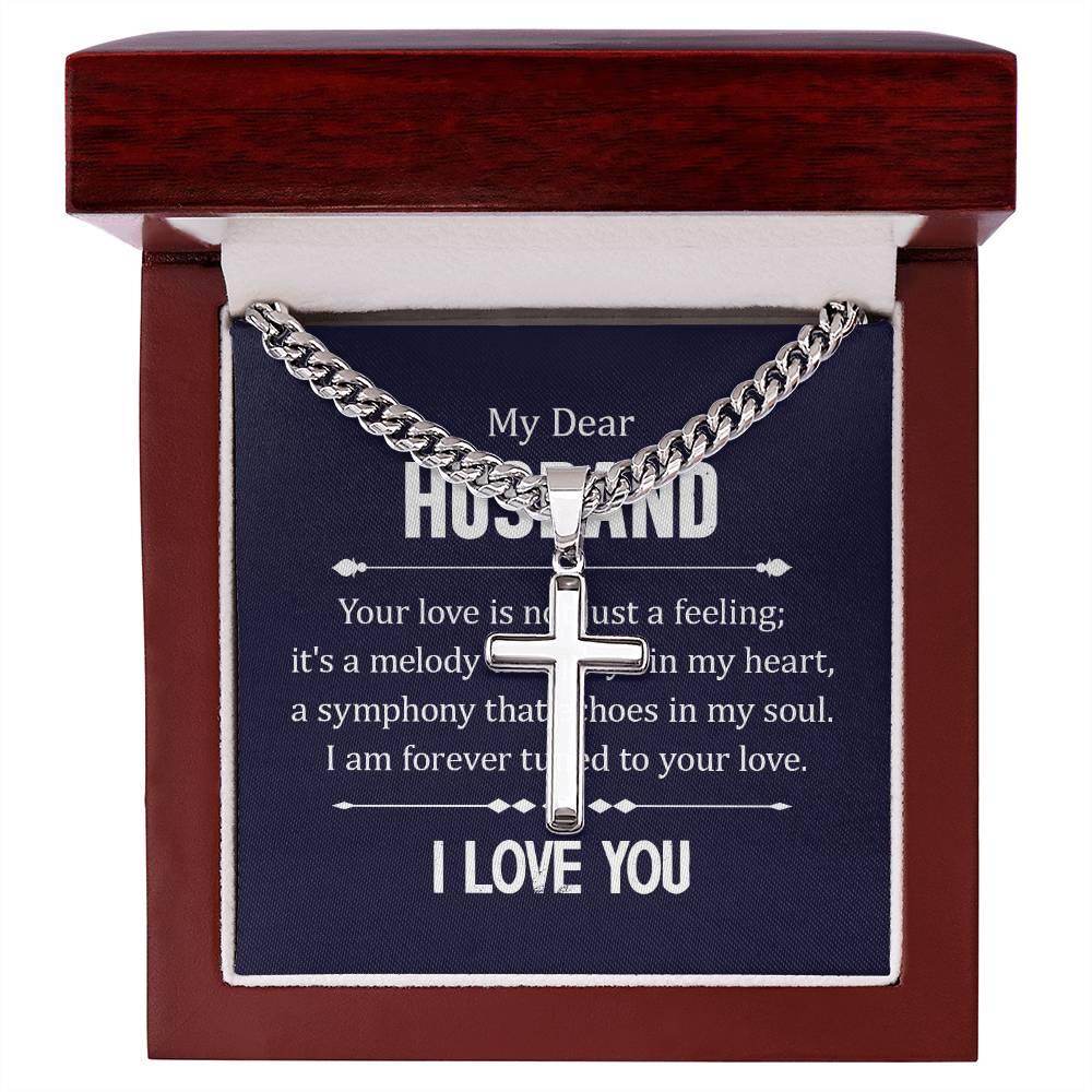 Personalized Artisan Cross Necklace with Cuban Chain For My Dear Husband - Giftsmojo