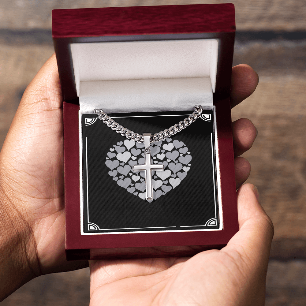 Artisan cross, Custom birthday gift for husband, custom birthday gift for men, gift for brother, gift for men necklace, faith gift, faith necklace,