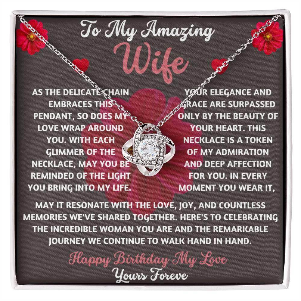 Custom Birthday Gift To Wife From Husband - Love Knot Necklace - Giftsmojo