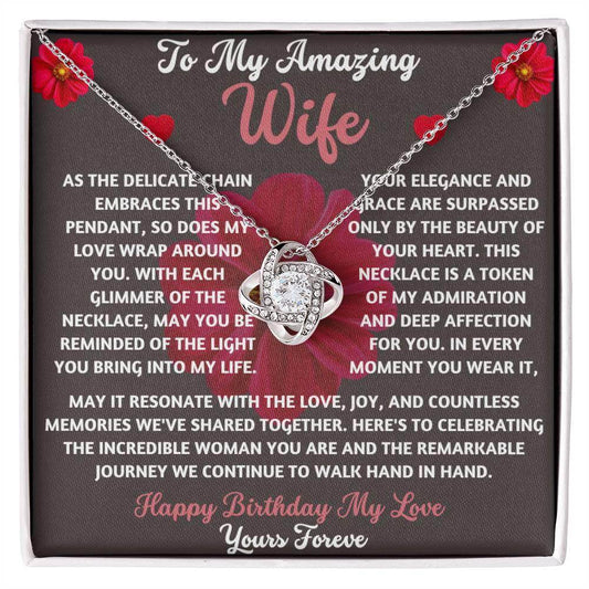 Custom Birthday Gift To Wife From Husband - Love Knot Necklace - Giftsmojo