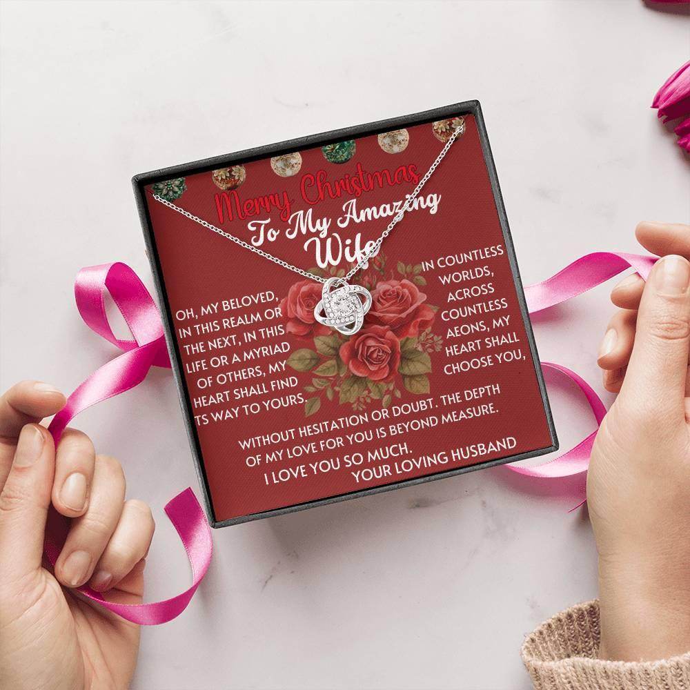 Personalized Christmas Gift to Wife From Husband - Love Knot Necklace - Giftsmojo